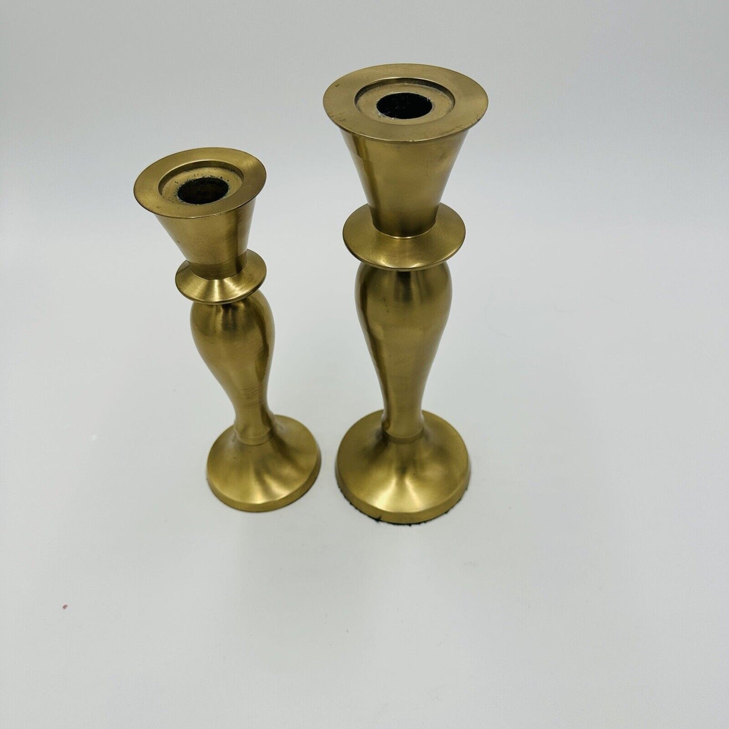 Brass Candleholders Tabletop IHI Solid Made In India Large Vintage Dining Pair