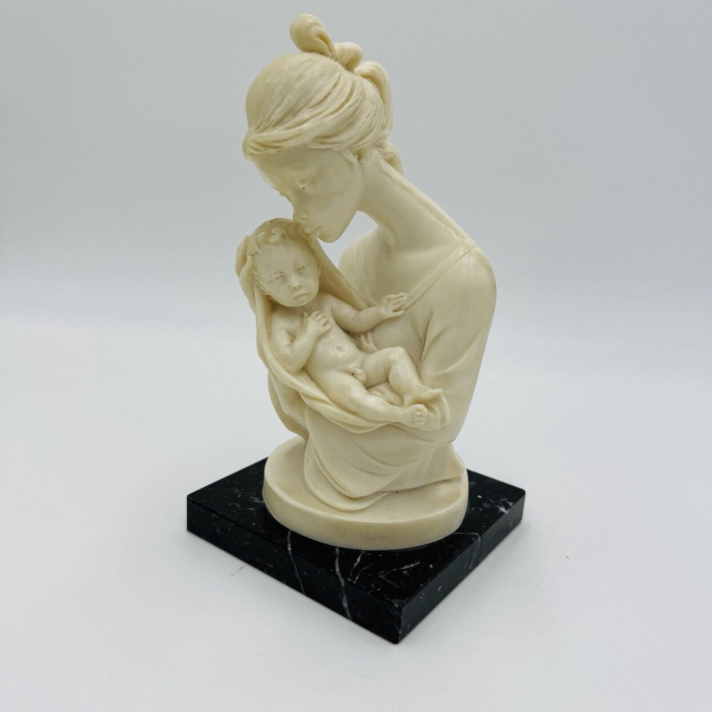 A. Santini Mother & Child Alabaster Sculpture Classic Figurine 7.5” Italy Vtg