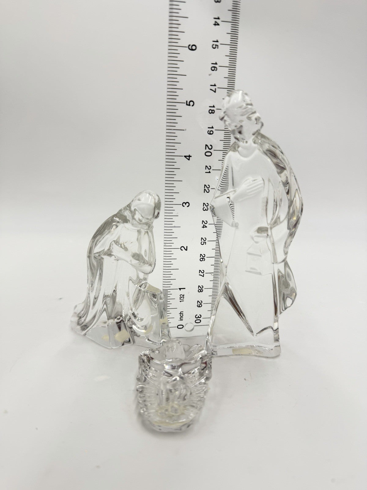 Vintage Mikasa Lead Crystal Nativity 5” Joseph Mary Jesus Christmas Figurines