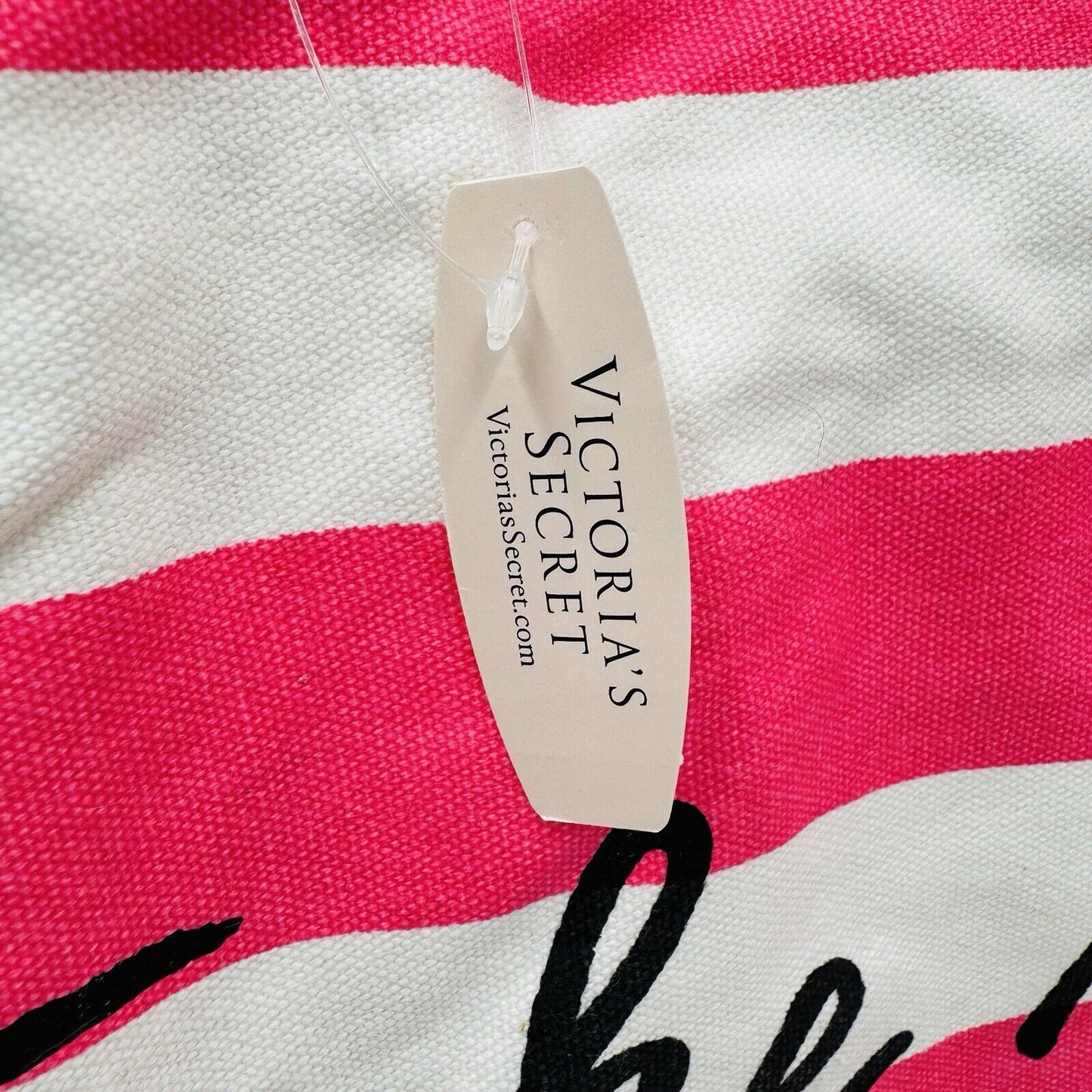 Victoria Secret’s Take Me To The Beach Canvas Striped Tote Bag Pink White New