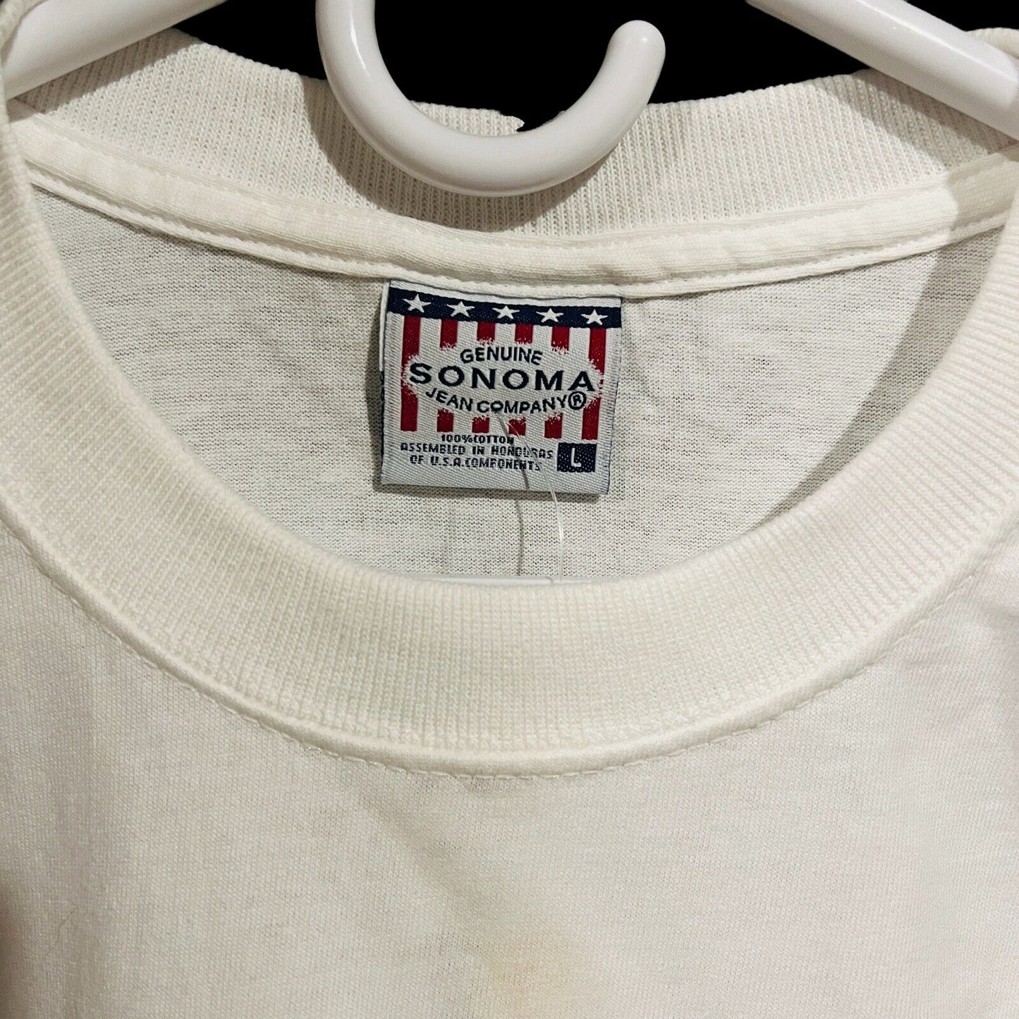 Sonoma Men's Size L T-shirt American Flag Vintage White USA 2000 Company