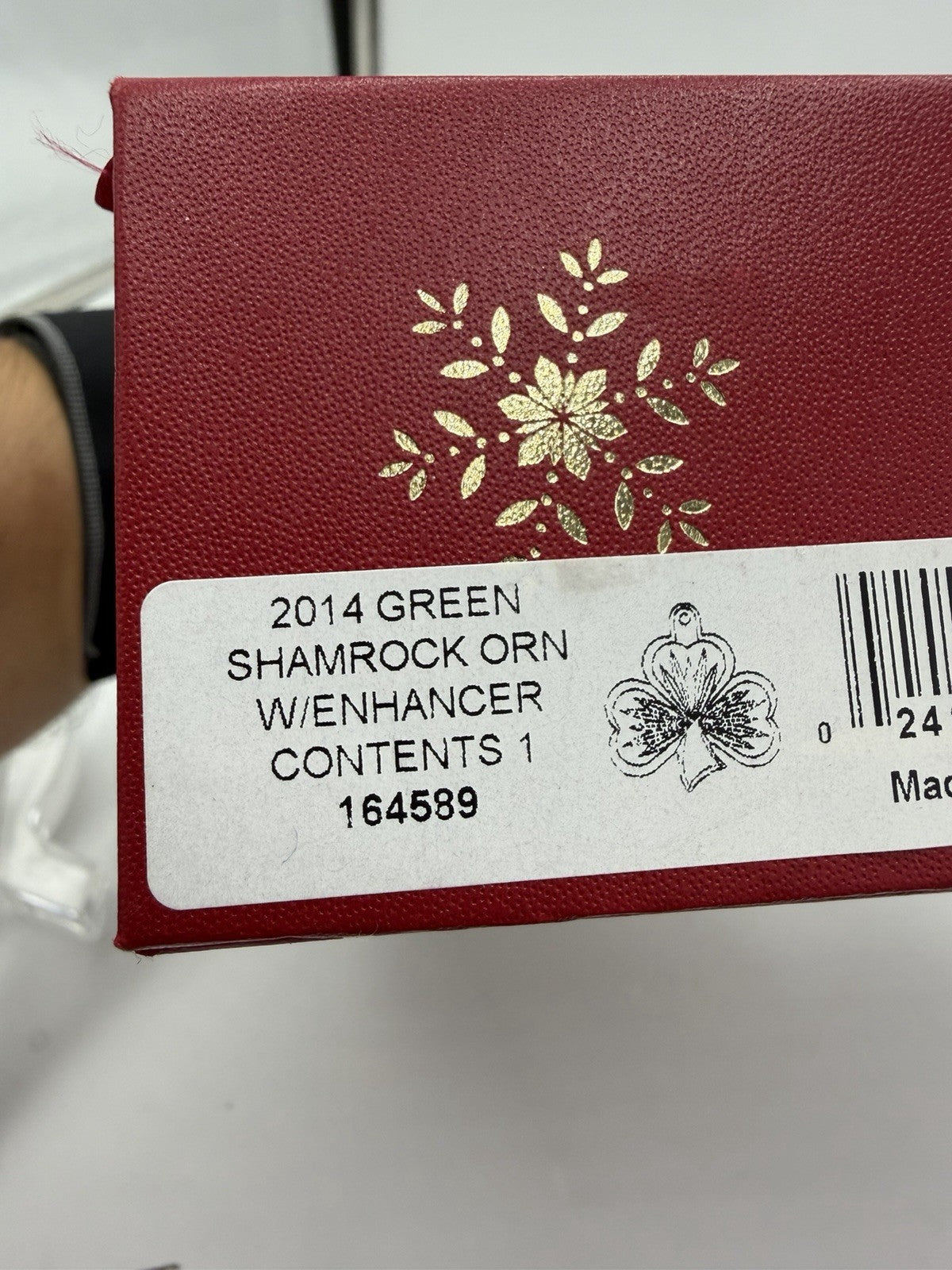 Waterford Crystal 2014 Green Shamrock Ornament W/enhancer Lead Crystal
