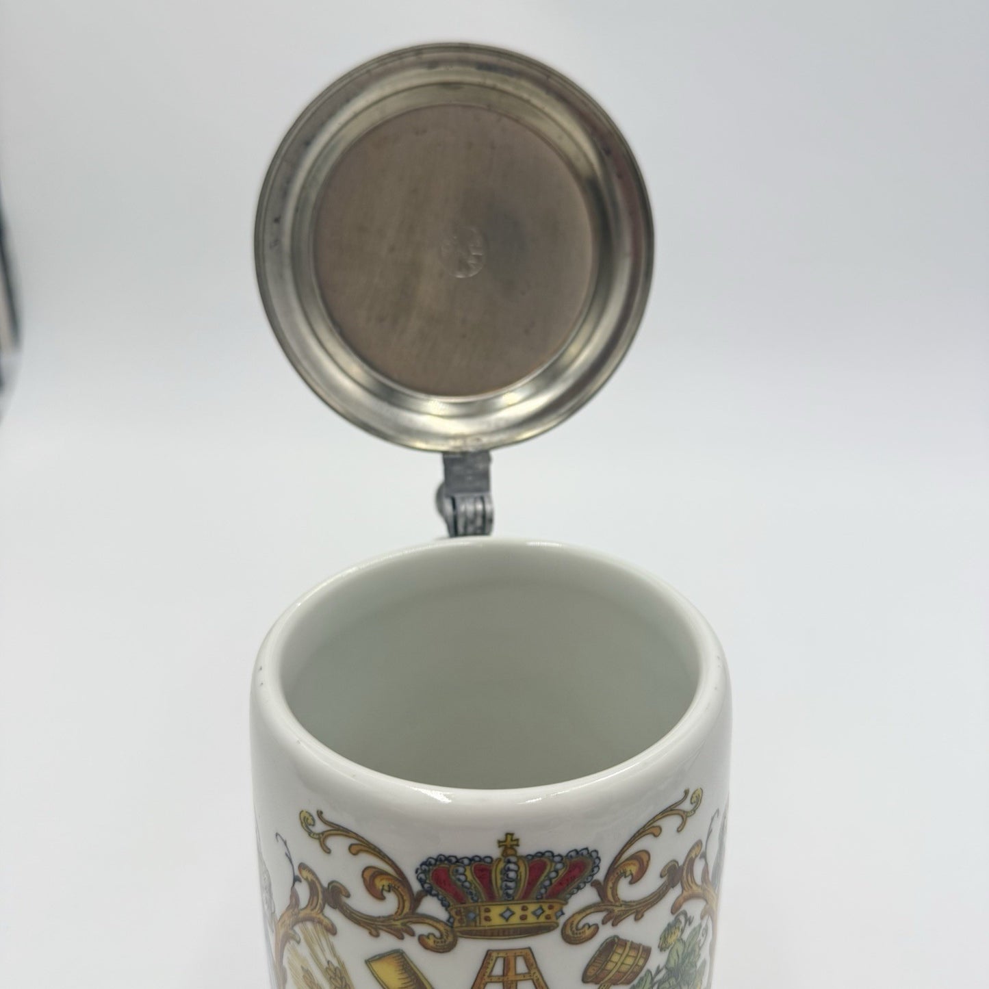 DR. Merkle Atelier German Ges. Gesch Lidded Beer Porcelain Stein 6”