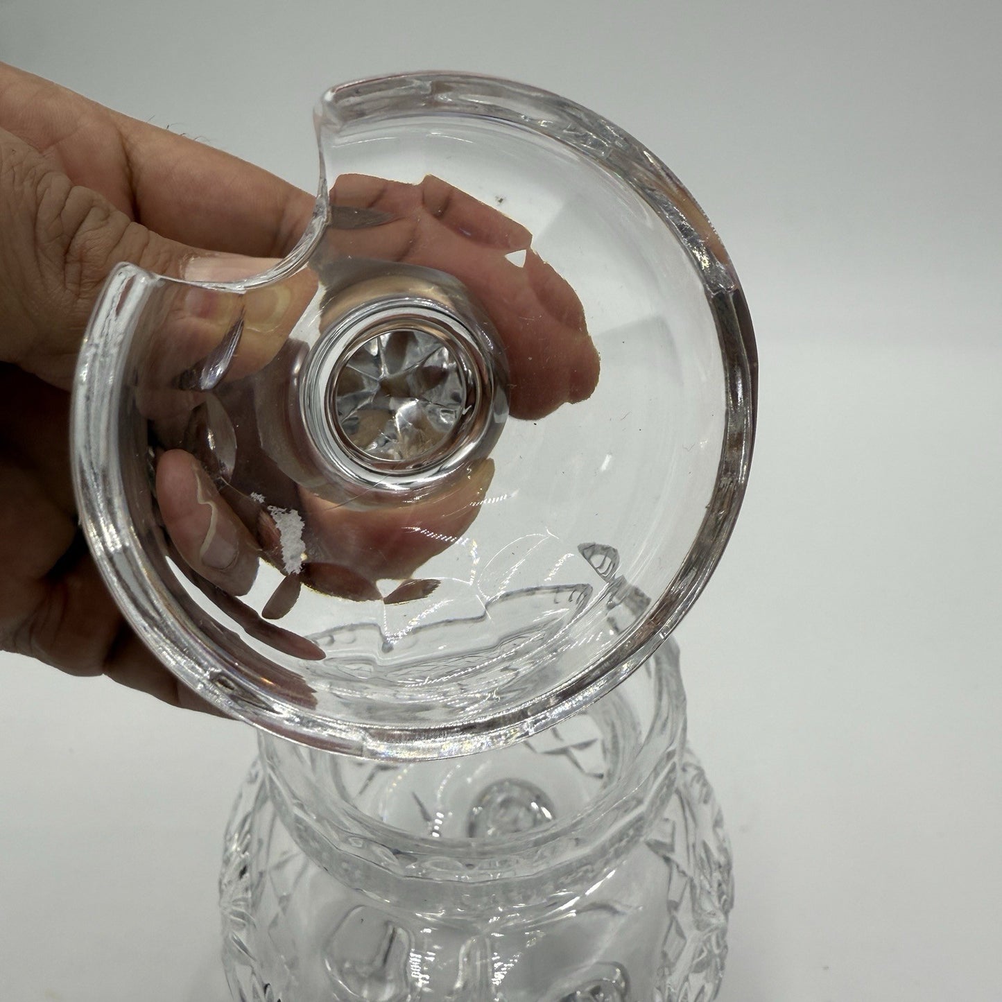 Vintage Essex crystal Footed Jam/Jelly W/lid Spoon Cut Clear