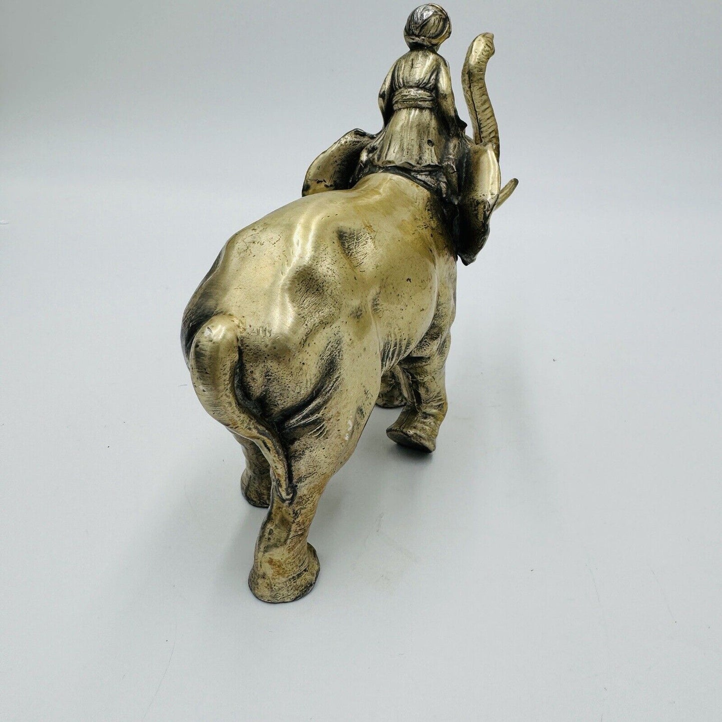 Vintage Solid Metal Elephant India Figurine Heavy Sculpture 5”H X 7” L