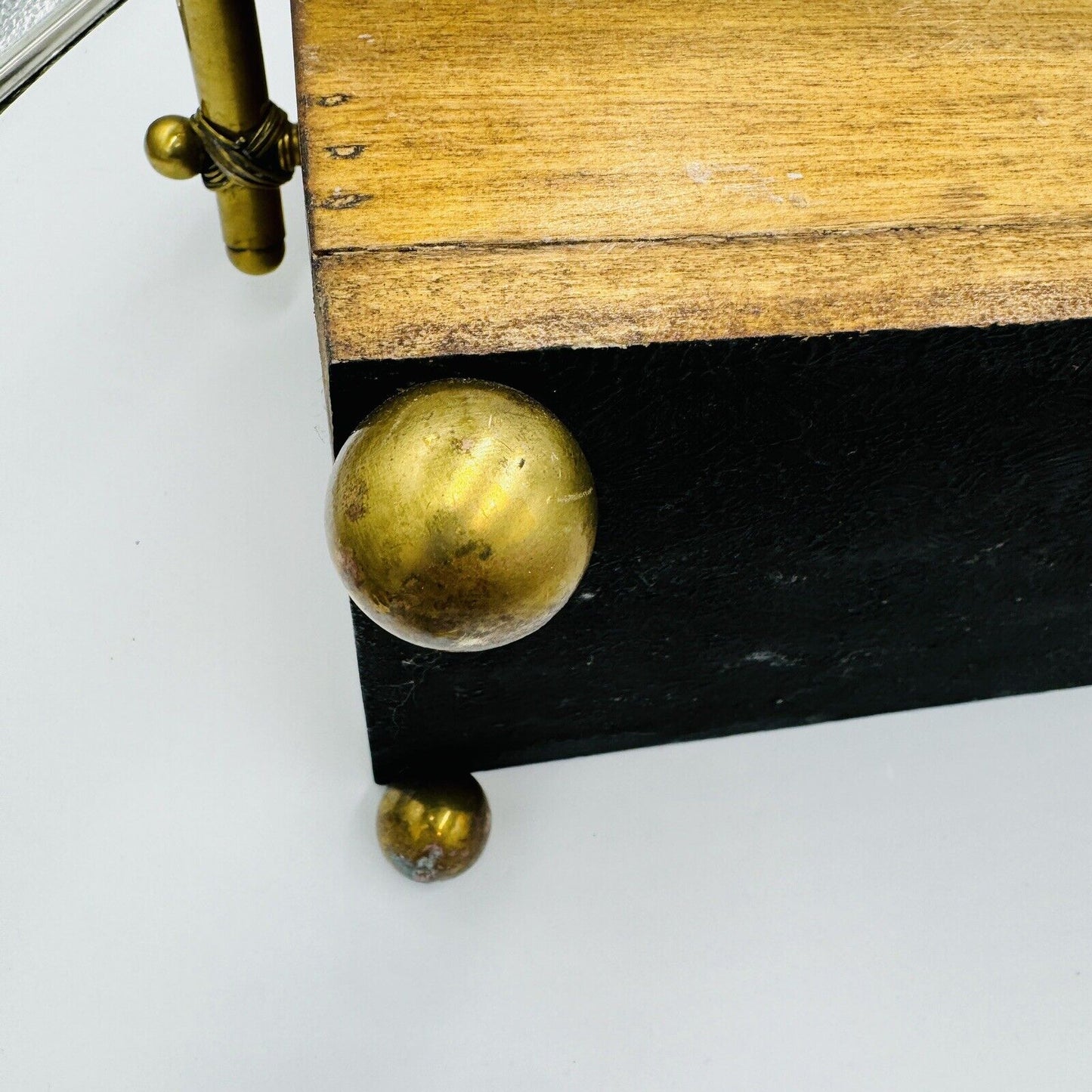 Magazine Holder Brass Handles Vintage Solid Wood Hollywood Regency Storage Decor