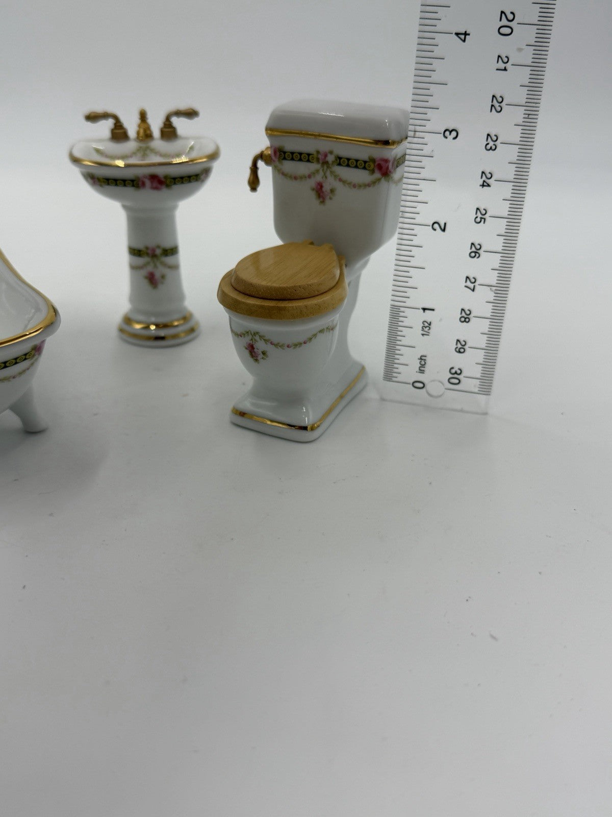 Reutter Germany Porcelain Floral Victorian Bathroom Set Dollhouse Miniature 1:12