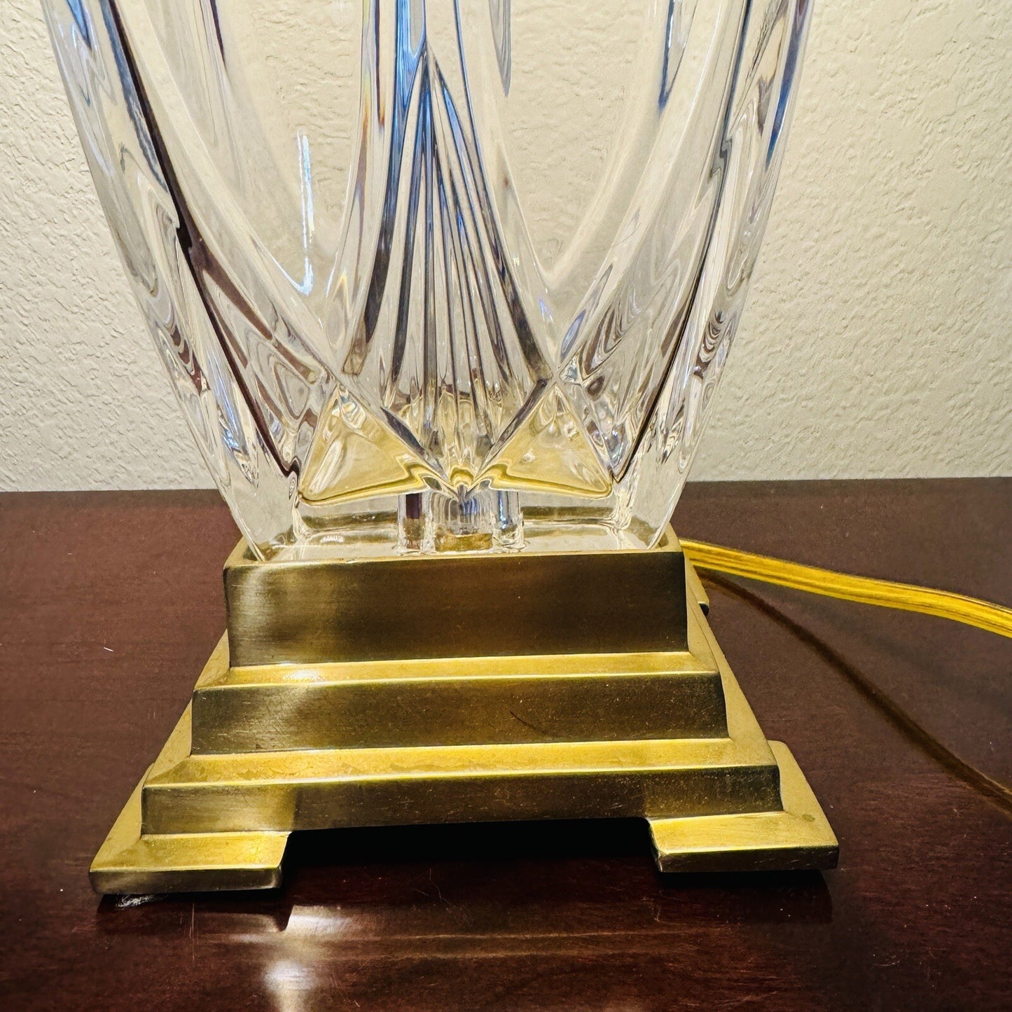 Waterford Finn Versailles Crystal Table Lamp w/Brass Base 26in Original Shades