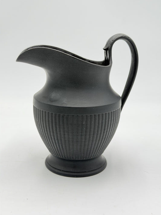 Wedgwood Black Basalt Antique Shape Fluted Creamer Pitcher 5.5”HAntique 19th C