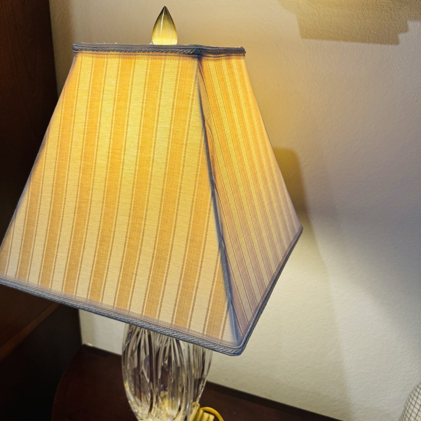 Waterford Finn Versailles Crystal Table Lamp w/Brass Base 26in Original Shades