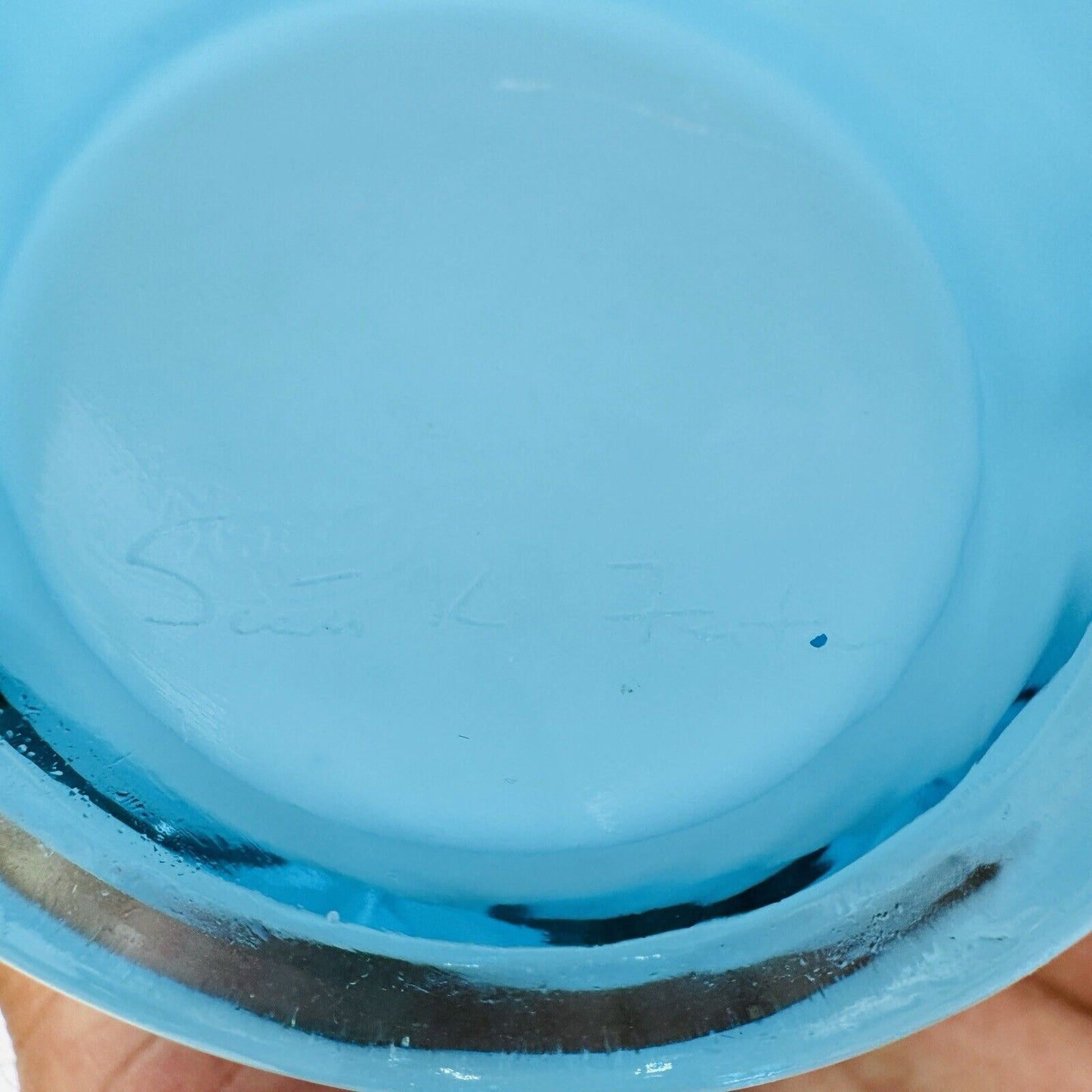 Fenton Art Glass Blue Drapery Small Vase MCM 6” Vintage USA Rare