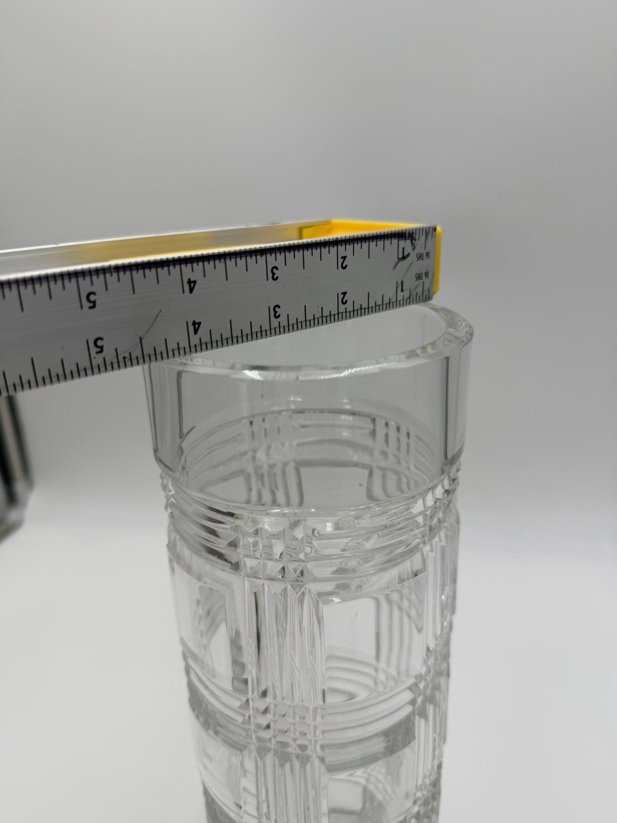 Ralph Lauren Crystal Flower Vase Large Straight Vase Glen Plaid Vintage 12 Inch