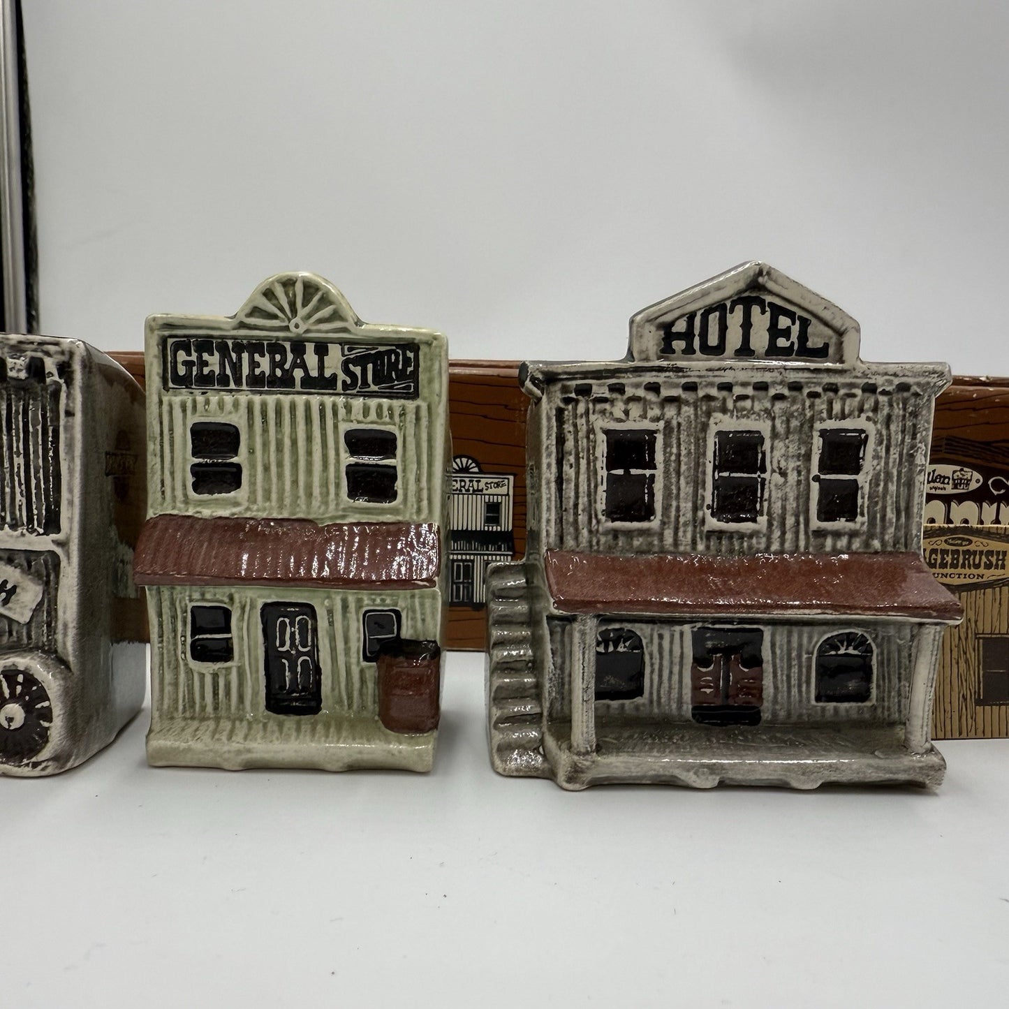 Vintage Sagebrush Junction Old West Models Buildings Set W/box Ceramic