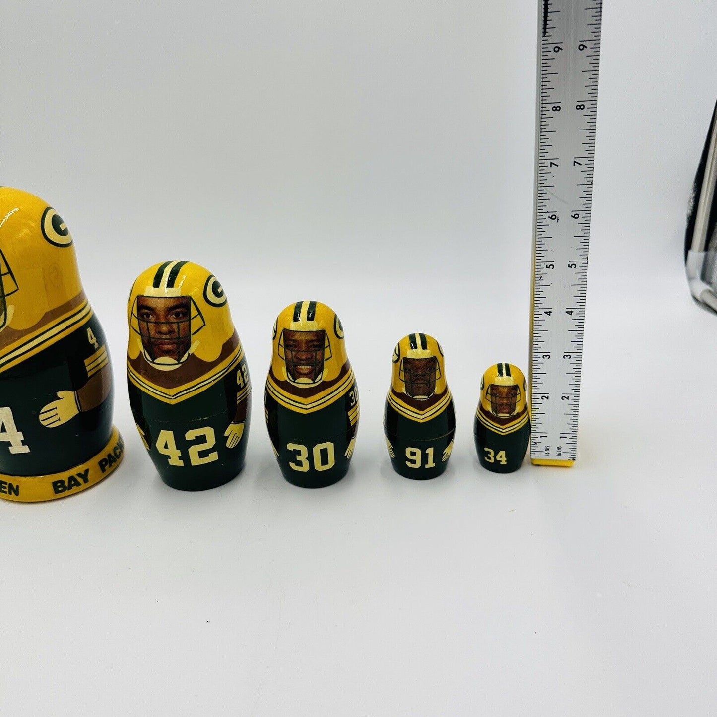 Green Bay Packers Nesting Dolls Handmade Vintage 2002 Set 5 Wisconsin