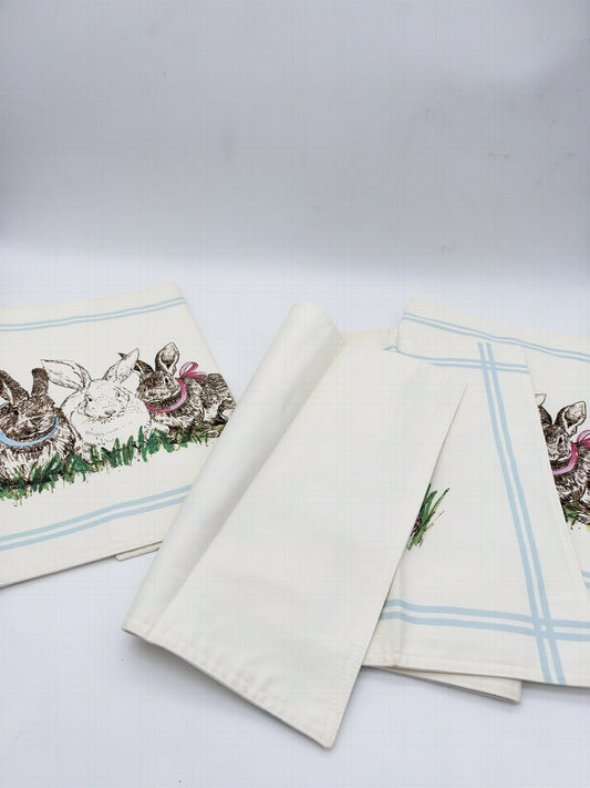 Williams Sonoma Easter Meadow Bunny Placemats New Set of 4 PCs 100% Cotton