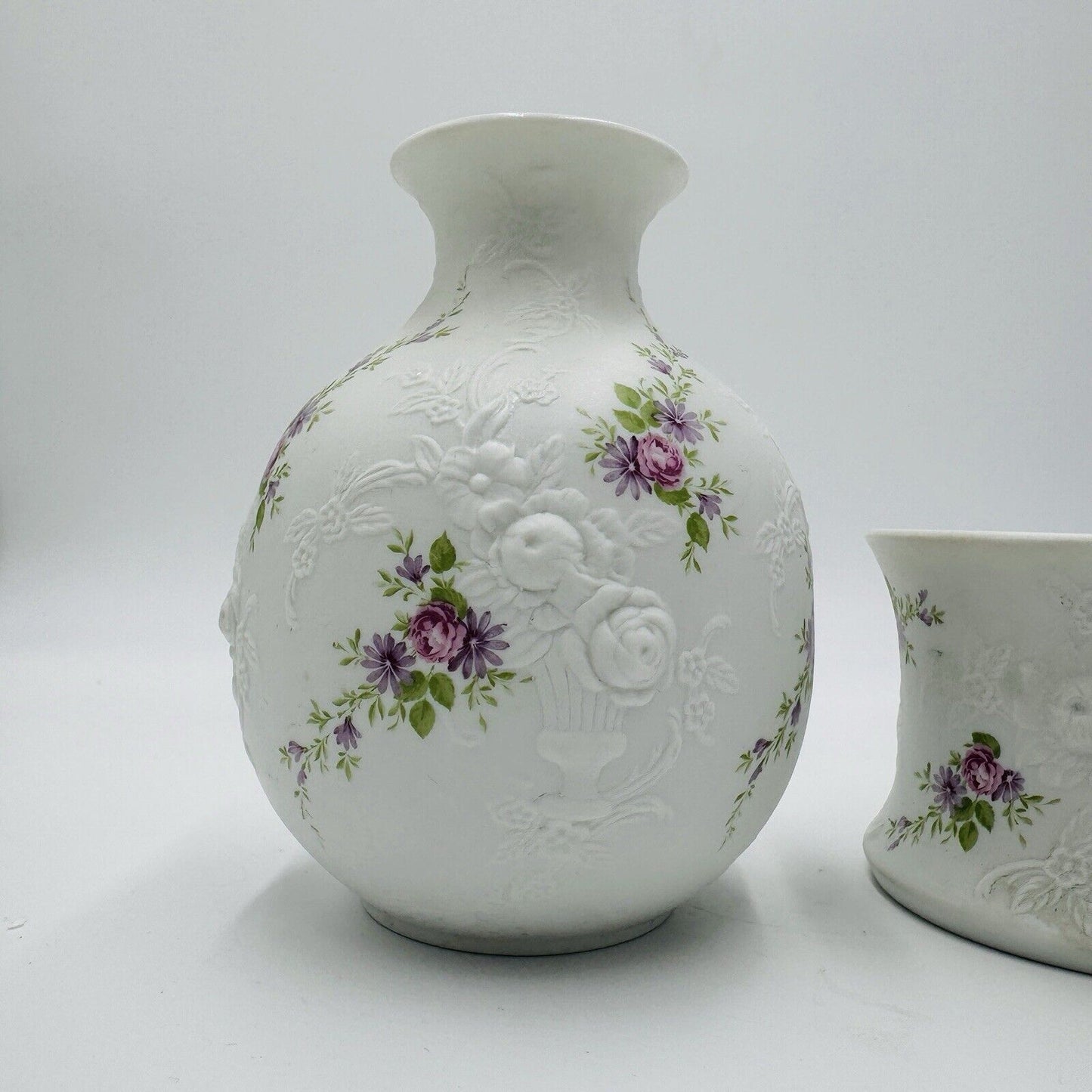 Kaiser Porcelain West Germany Monaco Patterned Bud Vase and Votive Candleholder