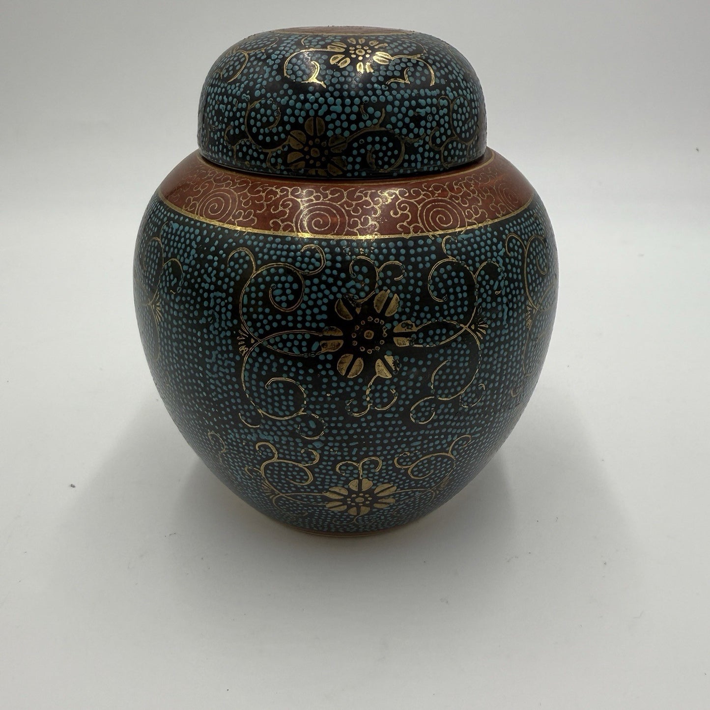 Antique (1890-1920) Asian Satsuma Ware Stamped Handmade Japan Pottery Ginger Jar