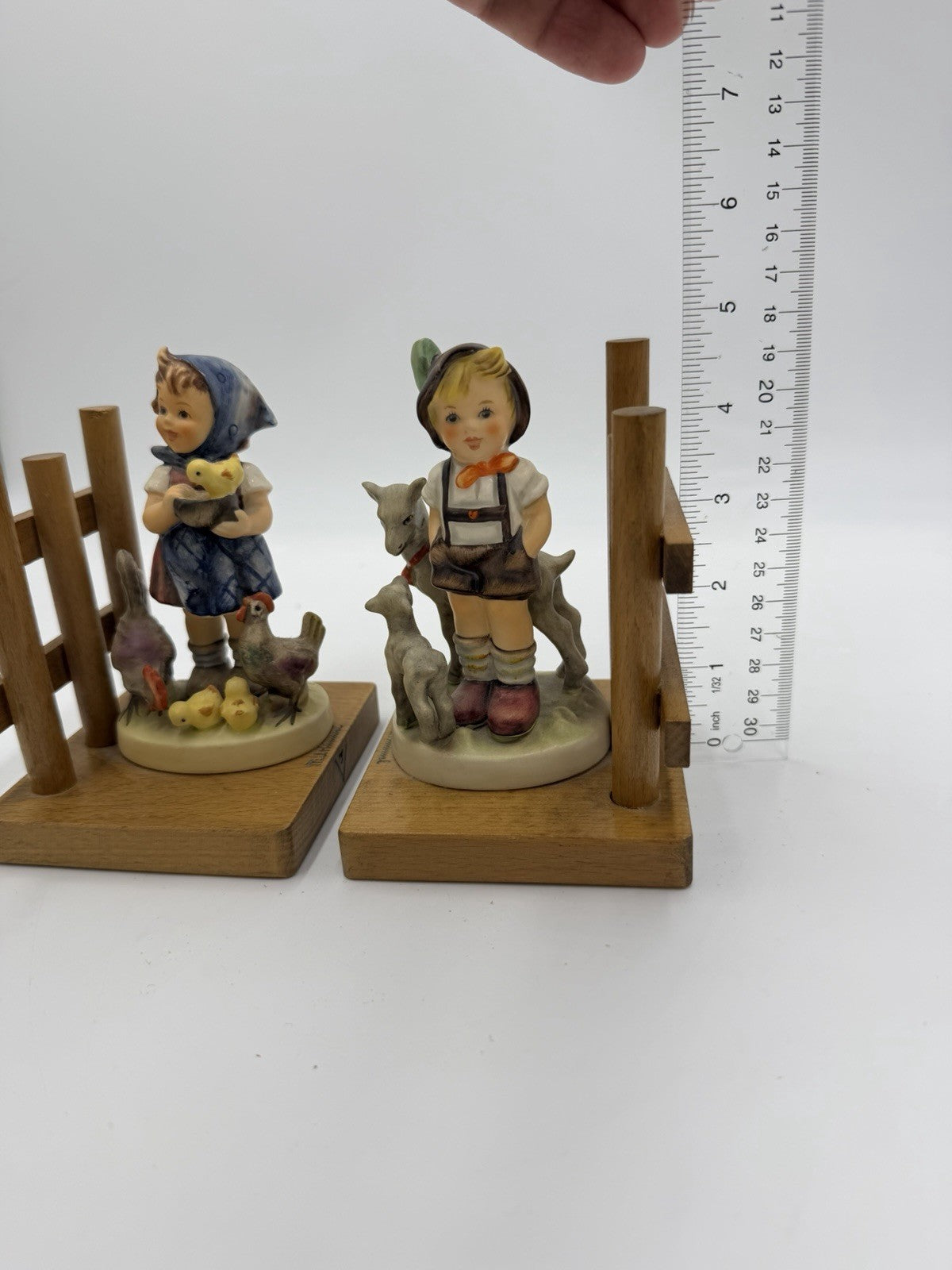1950 Hummel Goebel Germany Porcelain Painted Shepherd Boy & Girl Bookends