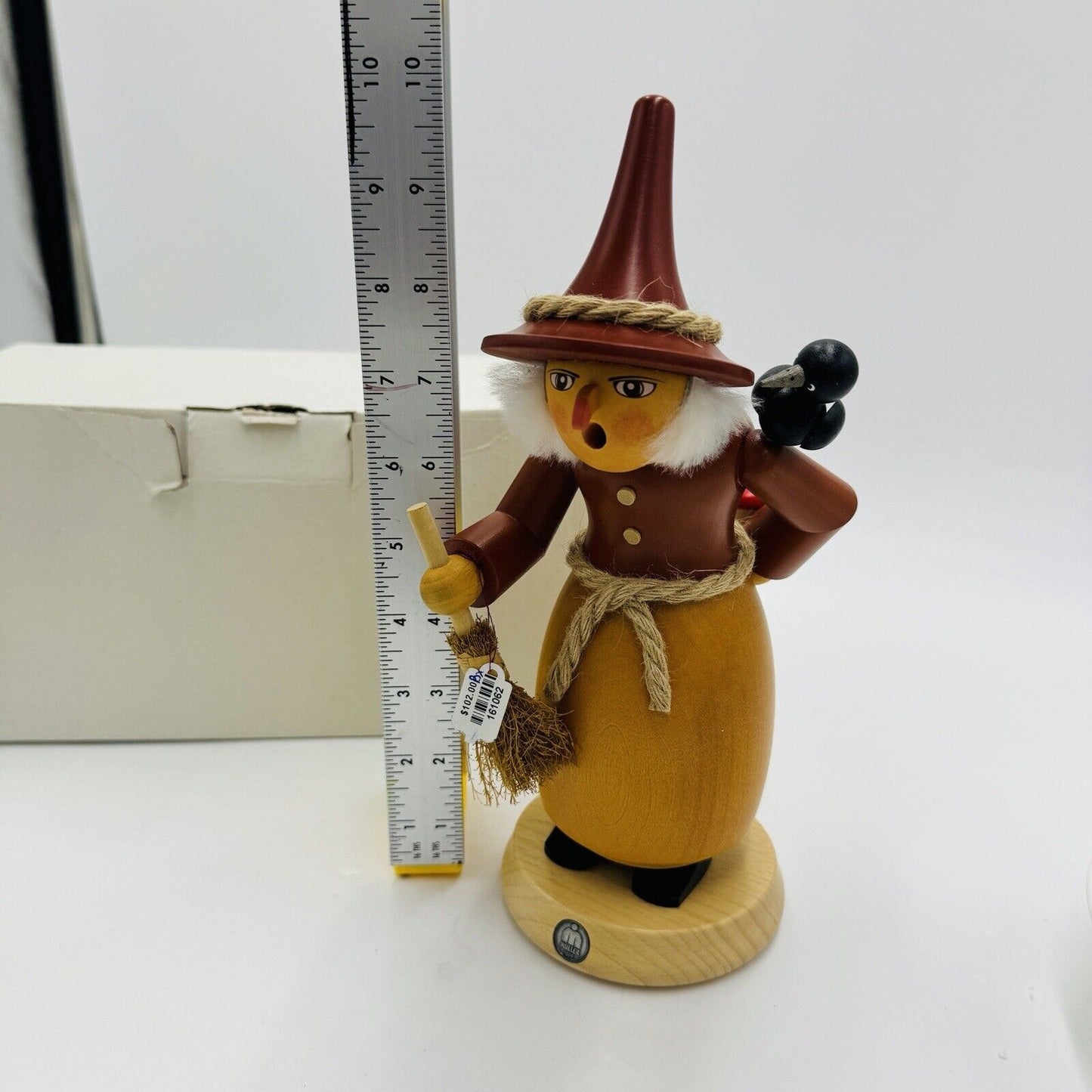 Muller Wooden Halloween Witch Smoker Incense Burner Germany 9in Figurine