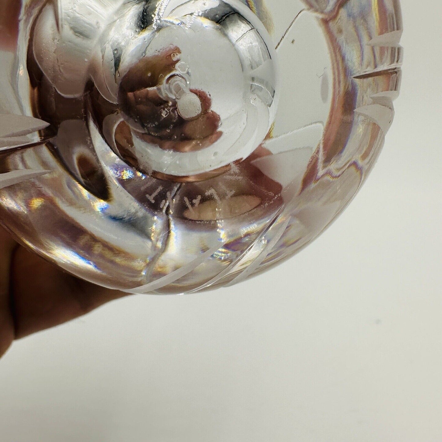 Atlantis Lead Crystal Perfume Bottle with Stopper 3.5in H Vintage Women's Decor