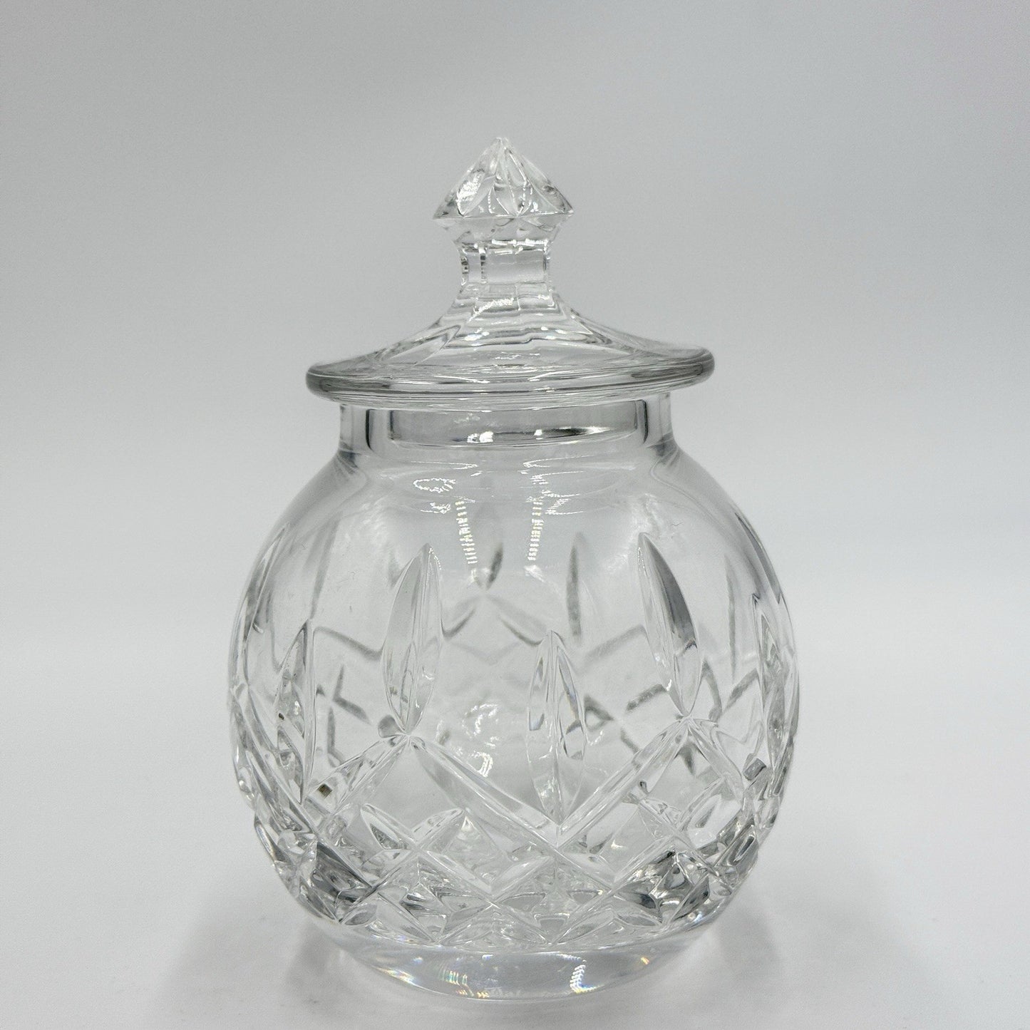Vintage Waterford Crystal Lismore Honey Pot With Lid Clear 5in Ireland Gothic