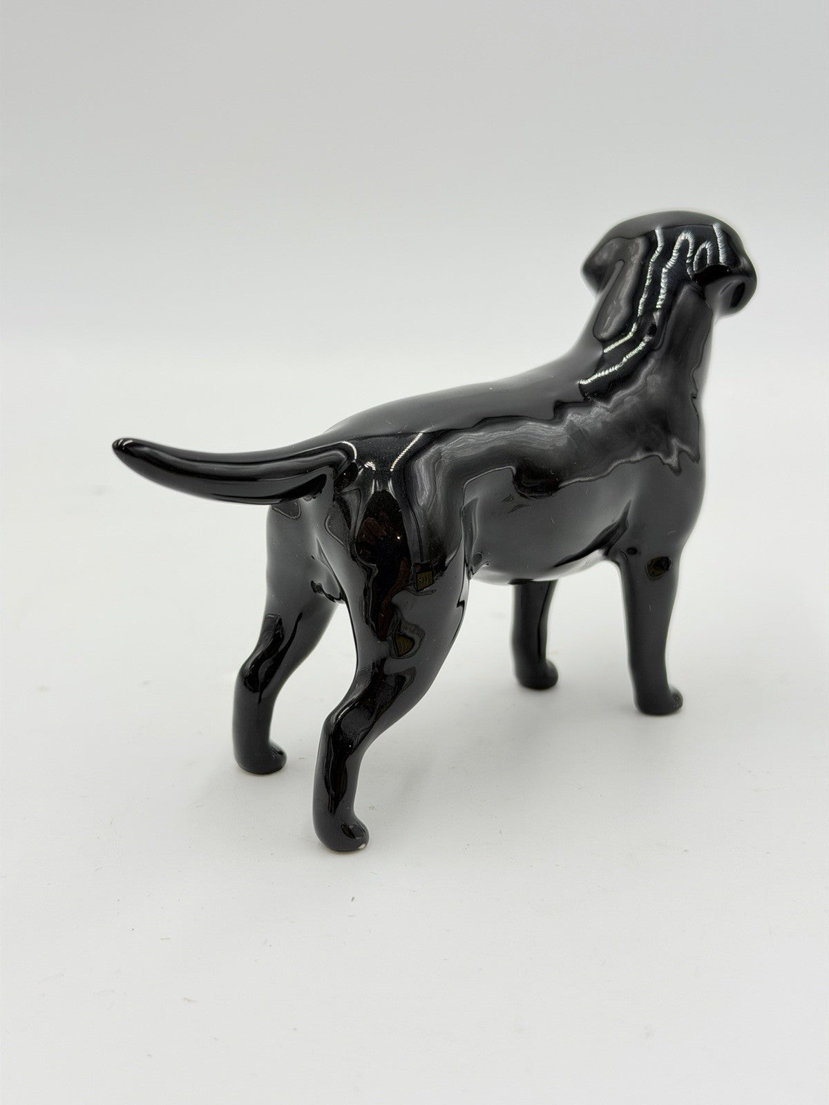 Vintage John Beswick England Black Porcelain Labrador Dog Miniature Figurine