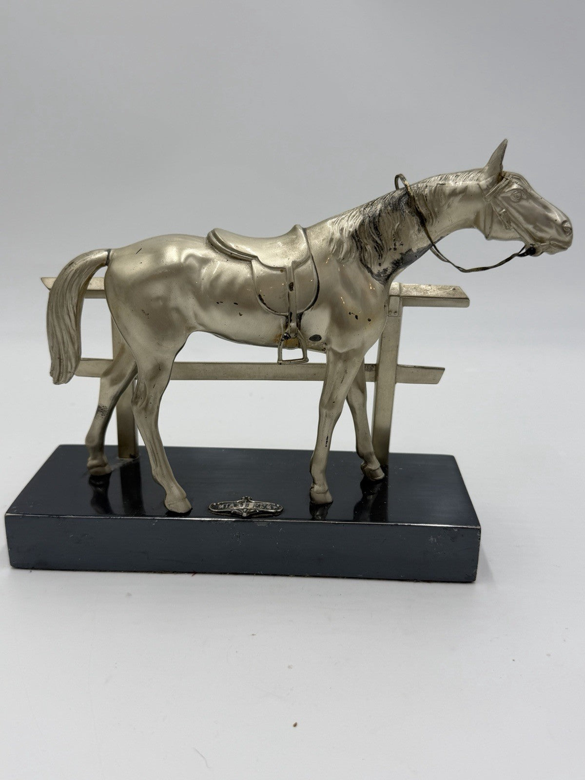 Vintage Jennings Bros Metal Silver Tone Horse Sculpture 6.5”x8” Figurine