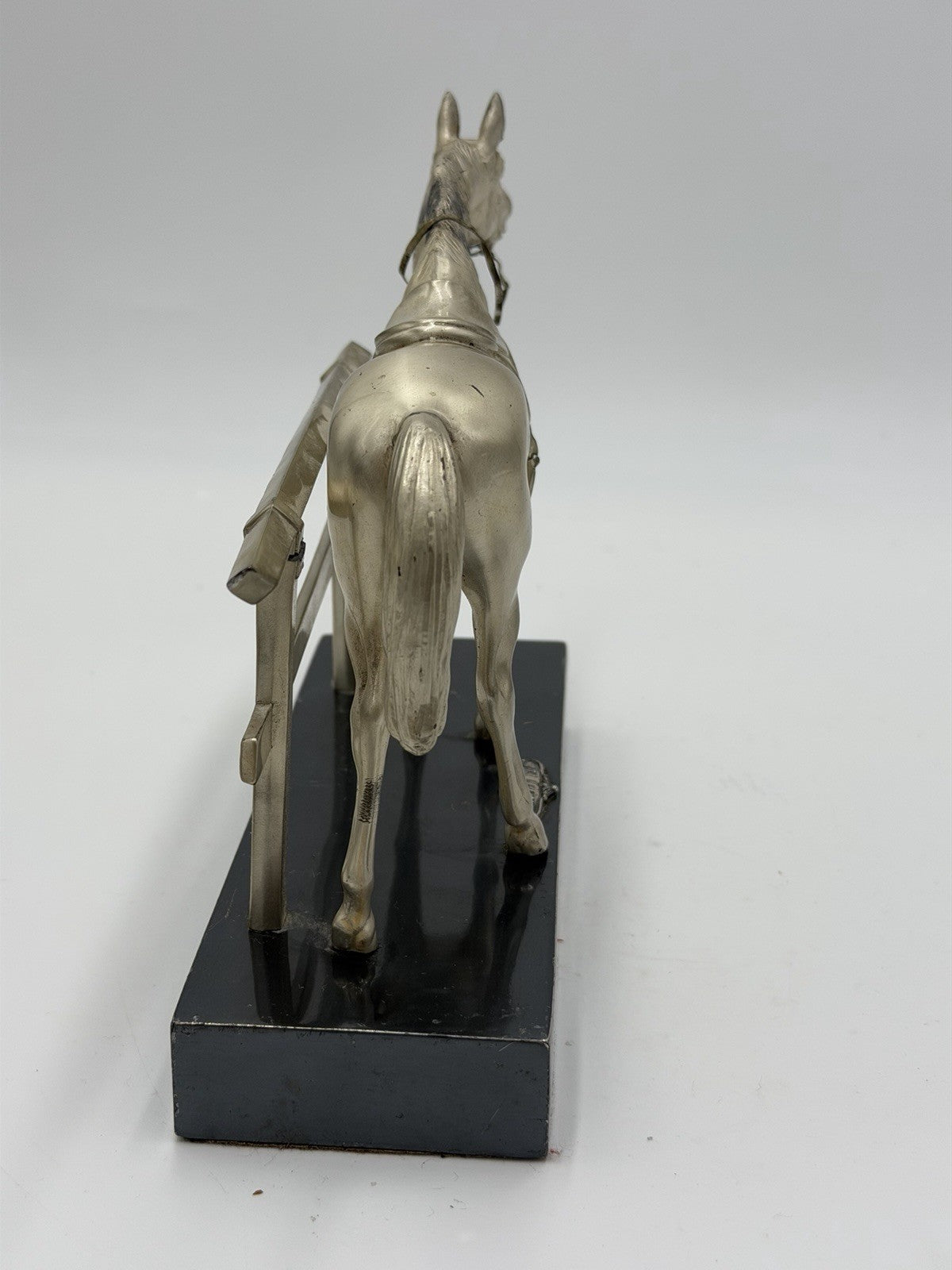 Vintage Jennings Bros Metal Silver Tone Horse Sculpture 6.5”x8” Figurine