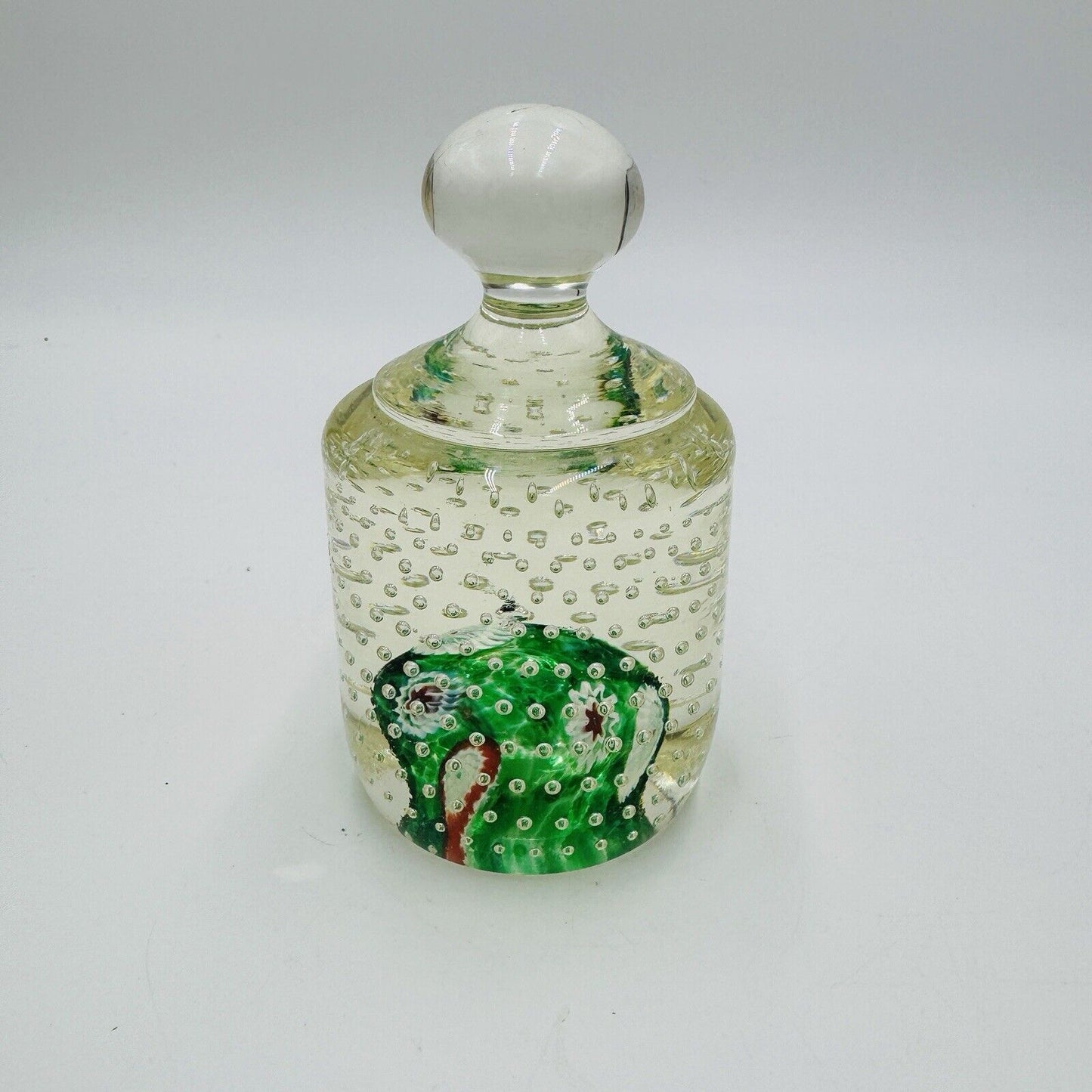 Vtg Fratelli Toso Murano Millefiori Control Bubble Art Glass Paperweight - Italy