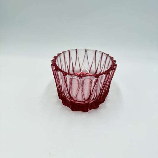 Vintage Fostoria Art Glass Pink Faceted Oval Bowl # 189 MCM 1960 Measure 9" x 3"