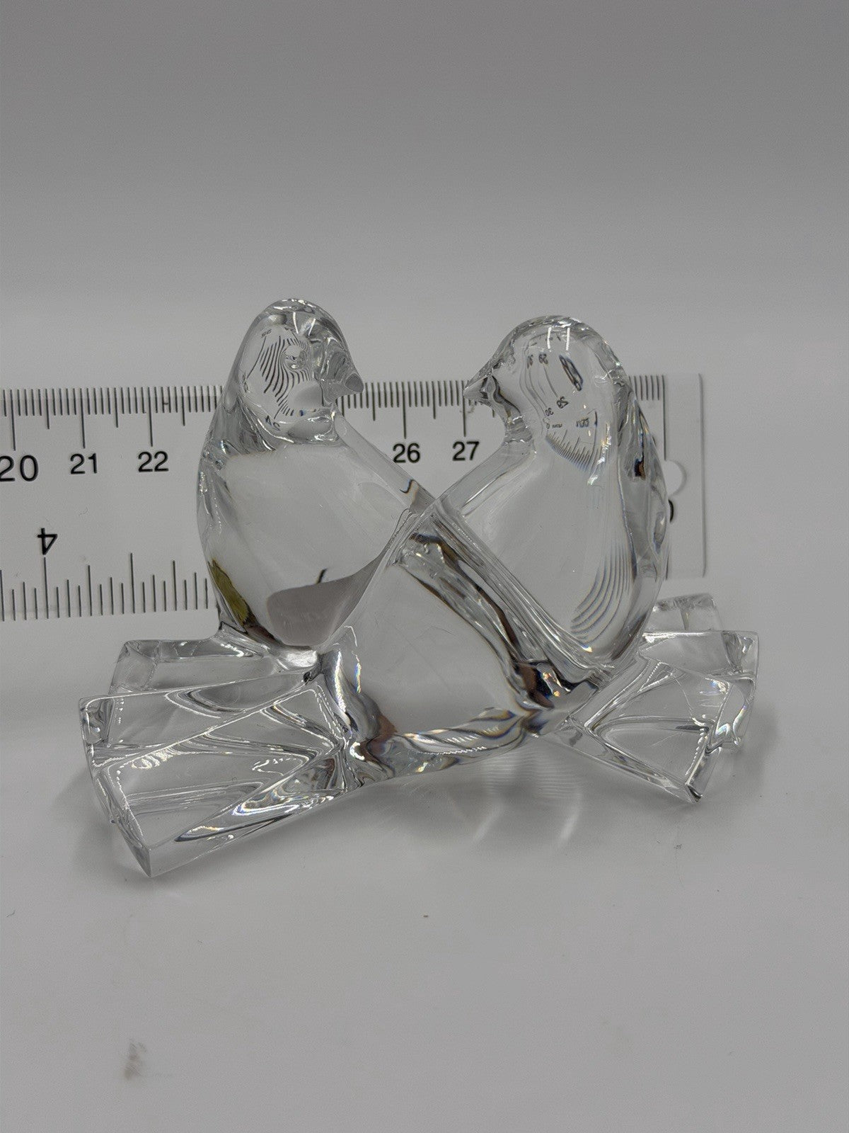 Baccarat France Crystal LOVE BIRDS Doves Figurine Clear 2.5”H X4” Vtg