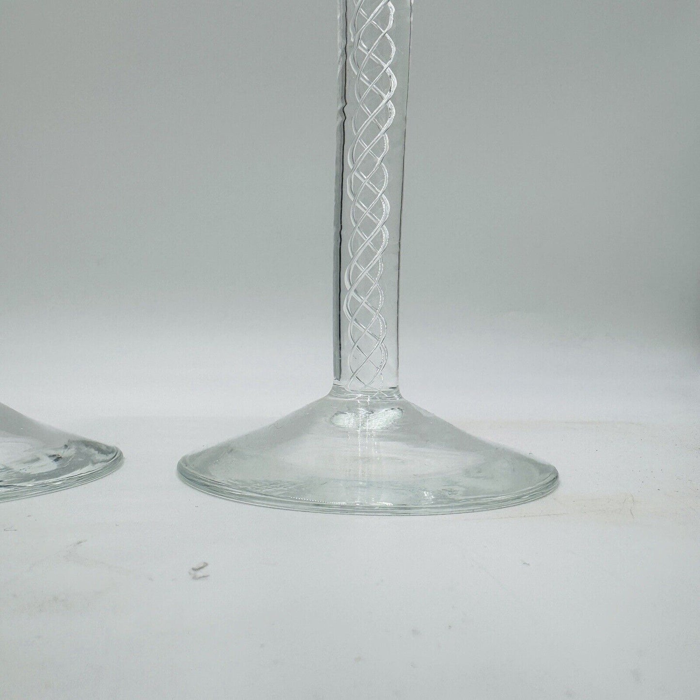 Vintage Air Twist Double Helix Candlestick Candle Holder Hand Blown Pair 10"h