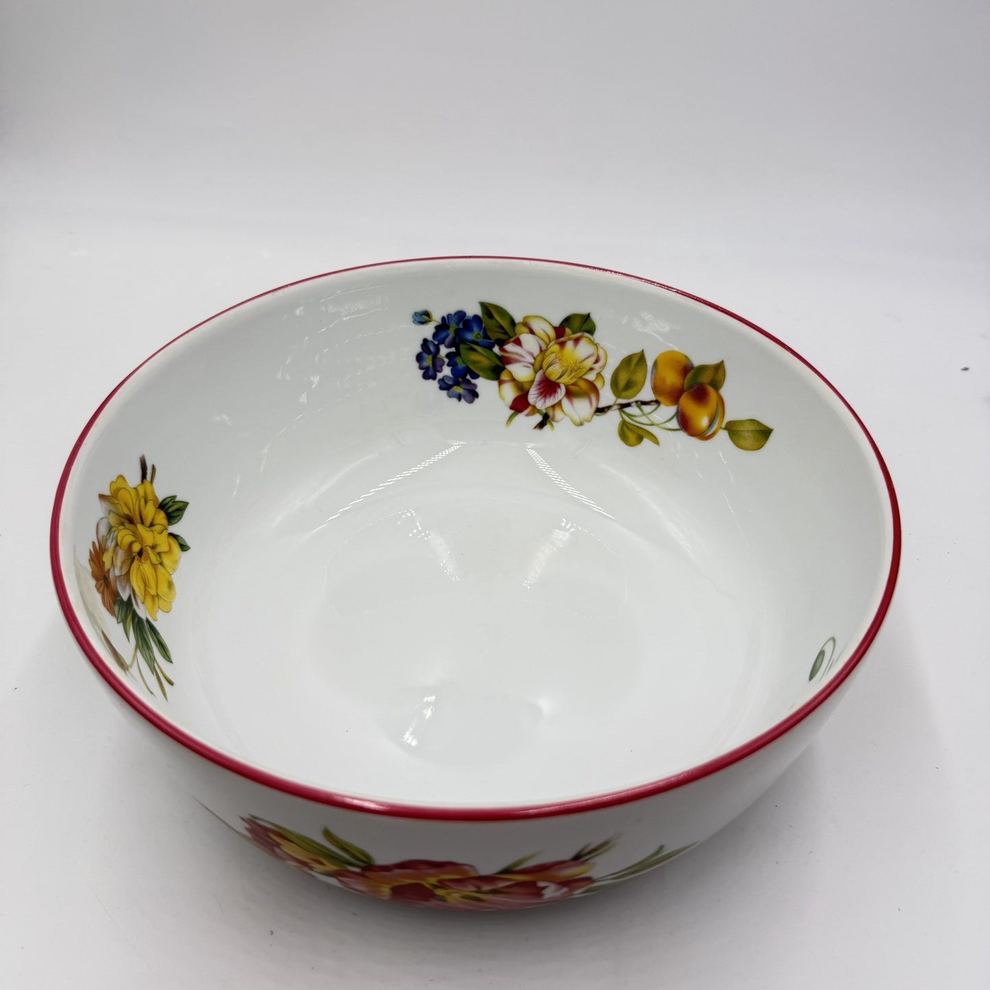 Rare Royal Worcester Ashford Red Trim 10" Large Salad Serving Bowl Porcelain UK