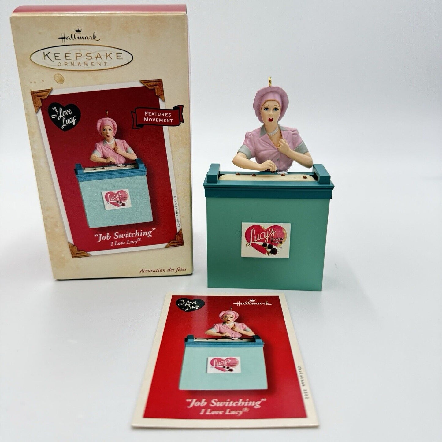 Hallmark Keepsake 2002 Job Switching, I Love Lucy Features Movement Ornament