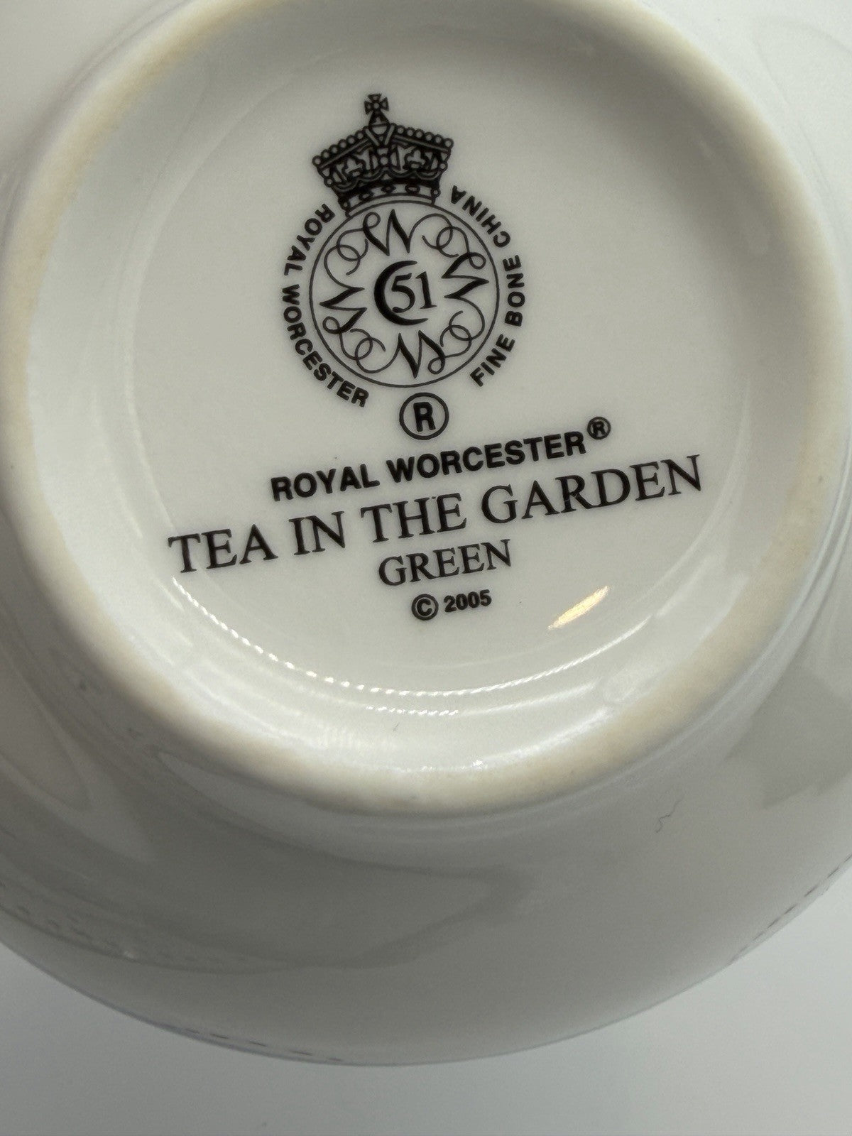 Royal Worcester England Cup & Saucer Set Tea in the Garden Blue 2005 Porcelain