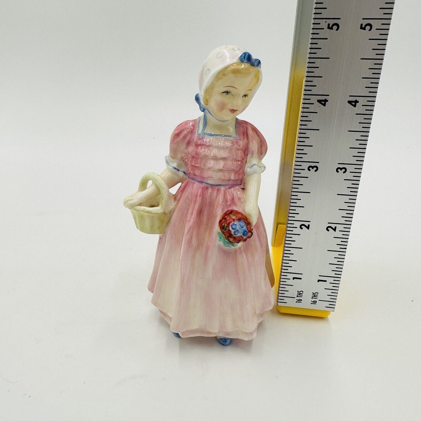 Royal Doulton Figurine Tinkle Bell Pink Girl Basket HN 1677 Porcelain England