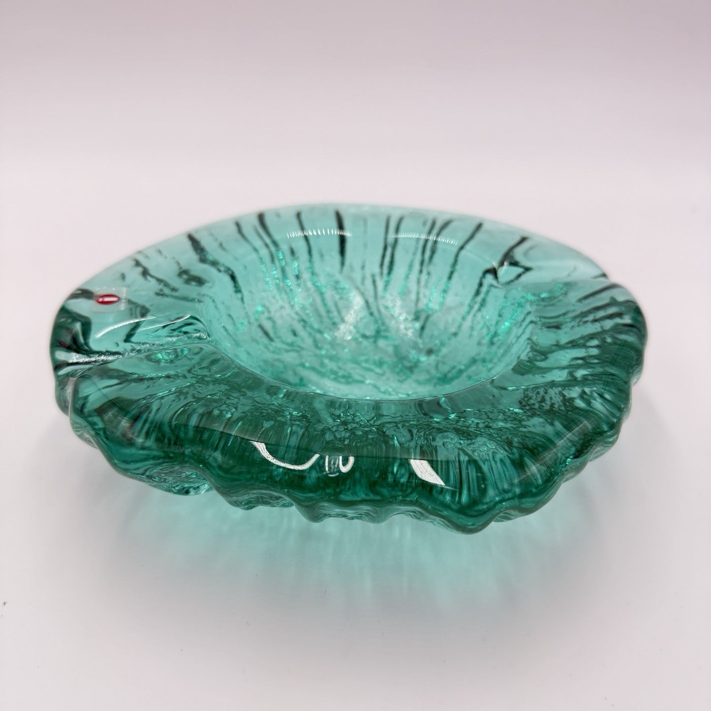 iittala Finland art glass green emerald ashtray footed bowl Rare 2” X 6.5”L X6”w