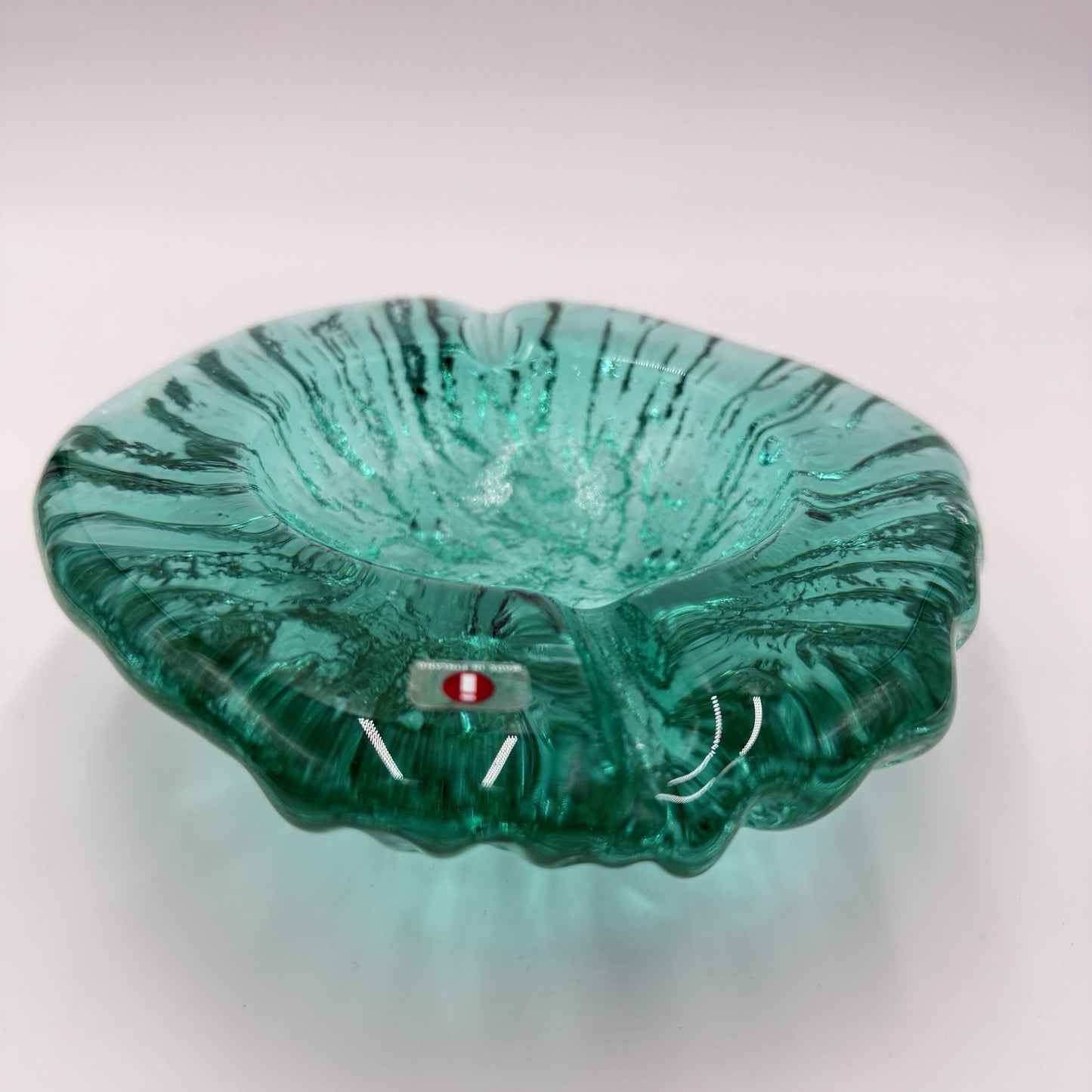 iittala Finland art glass green emerald ashtray footed bowl Rare 2” X 6.5”L X6”w