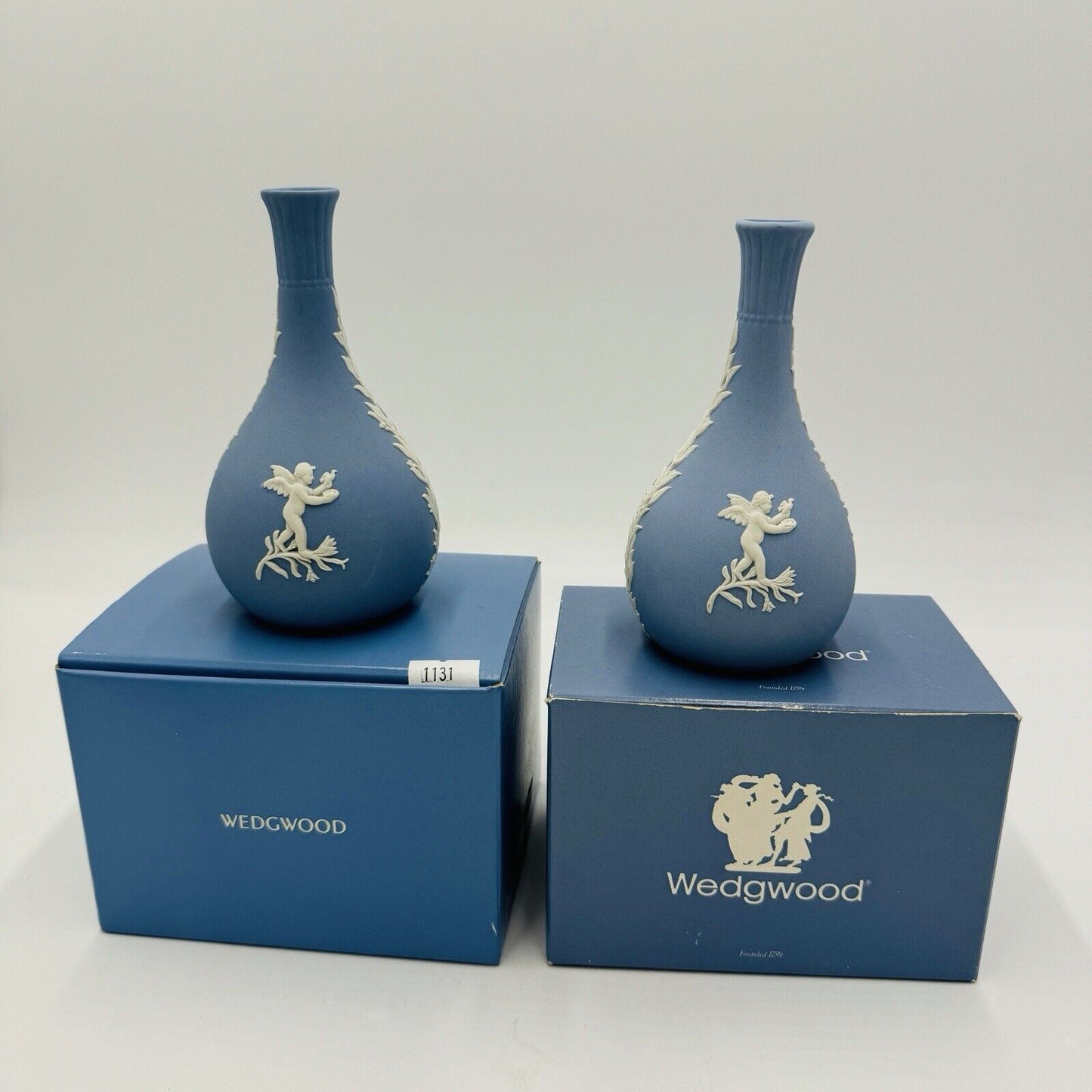 Wedgwood Jasperware Blue Bud Cherub Season Vase England