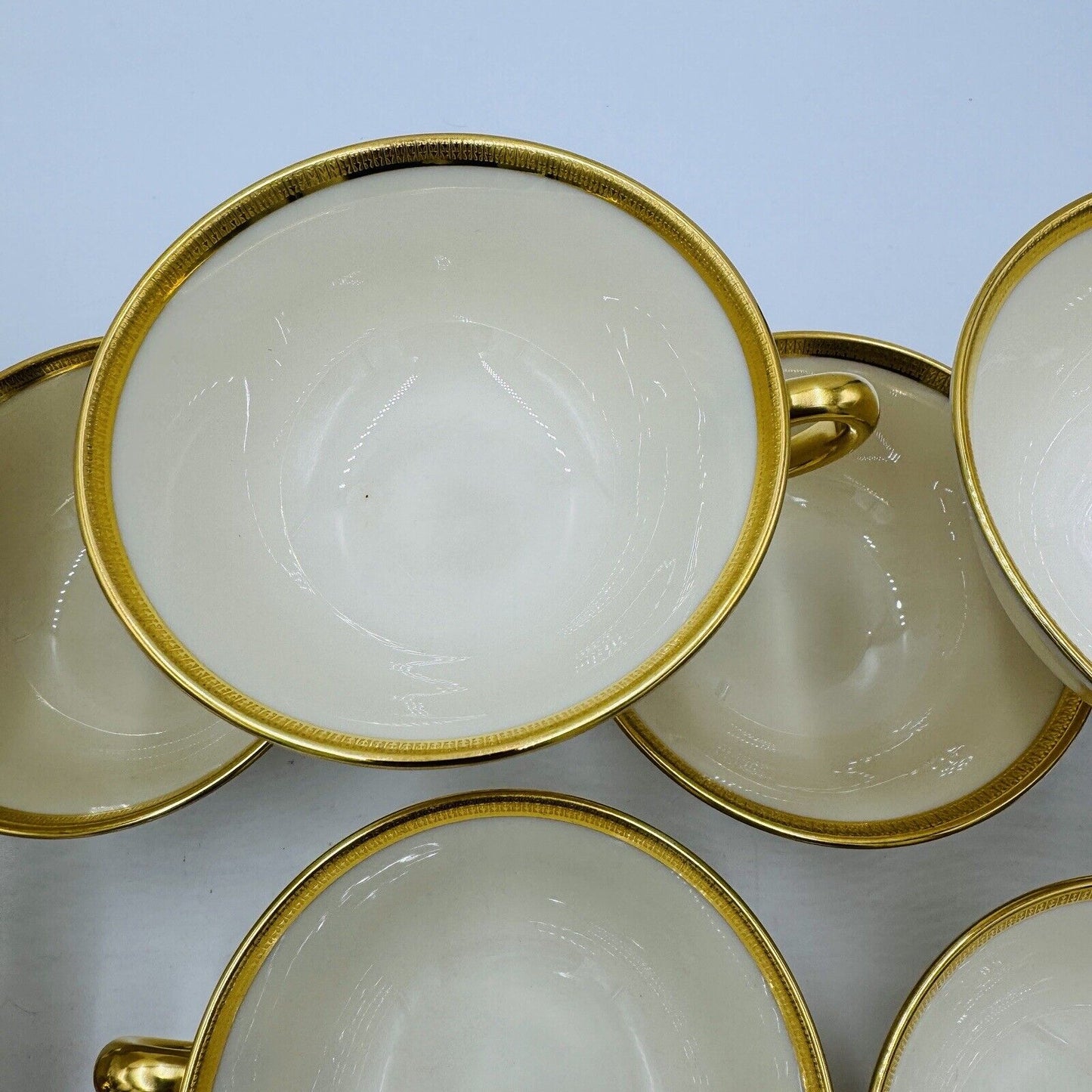 Lenox Tuxedo Gold J-33 Porcelain USA Tea Cups 10 Pieces