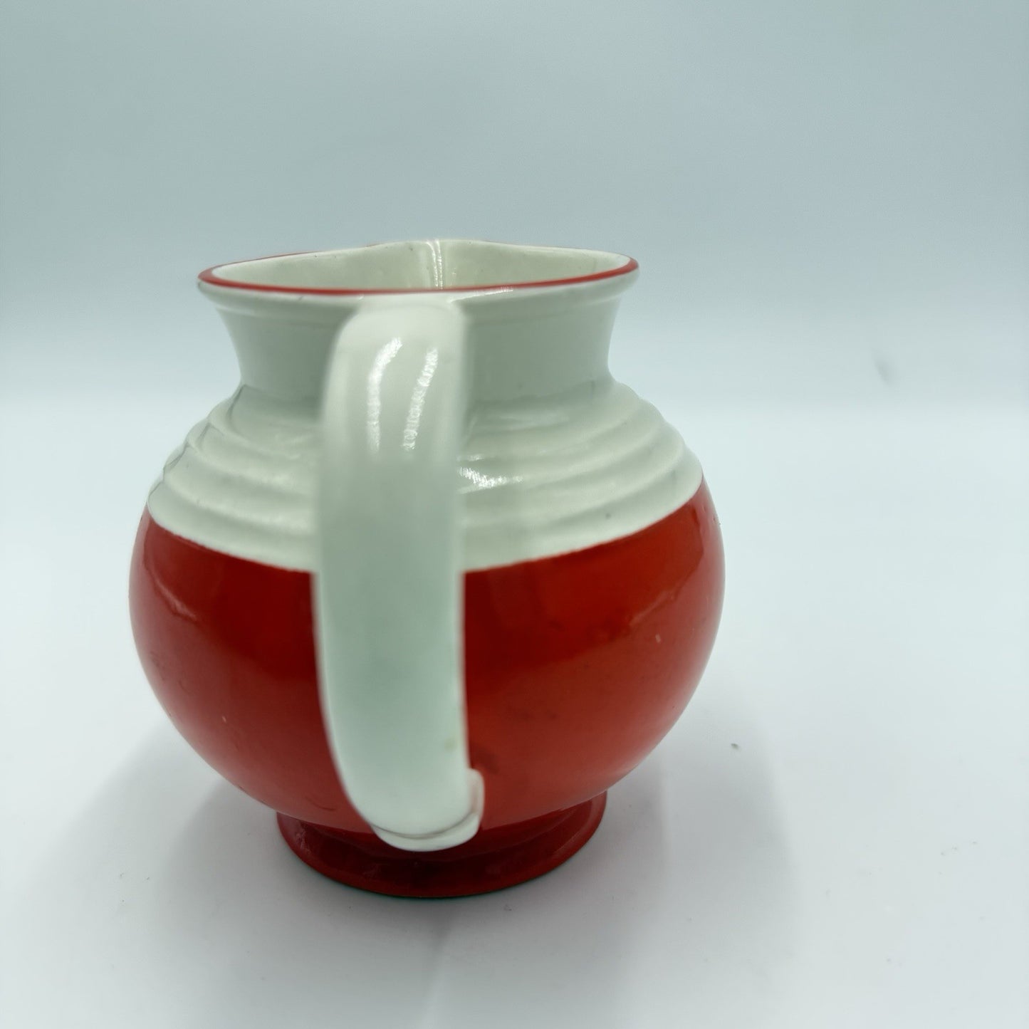 Vtg Czechoslovakia art deco modernist Ditmar Urbach Pottery pitcher Orange 4”x5”