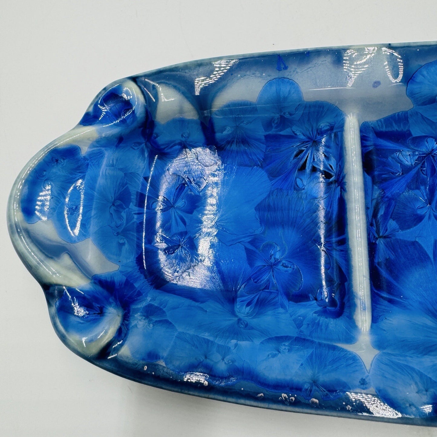 Studio Edgecomb Rectangle Divided Tray Potters Pottery Crystalline 11in x 4in