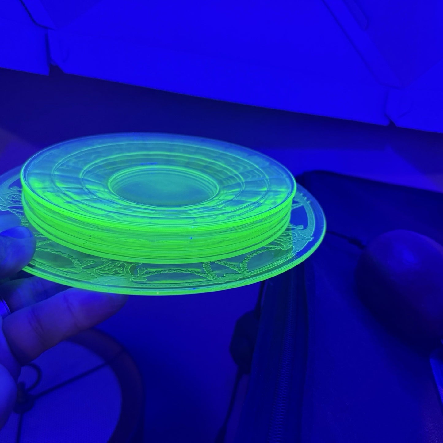 Hocking 1930’s Block Optic 6” Green Depression Glass Plates Dessert Uranium 5 PC