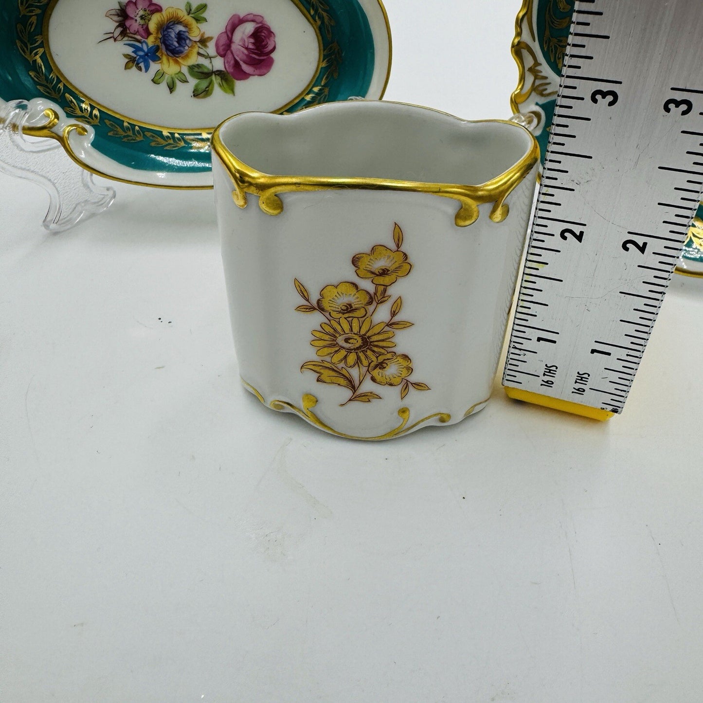 JLmenau Germany Graf Von Henneberg Green 5” Trinket Dish Set Antique