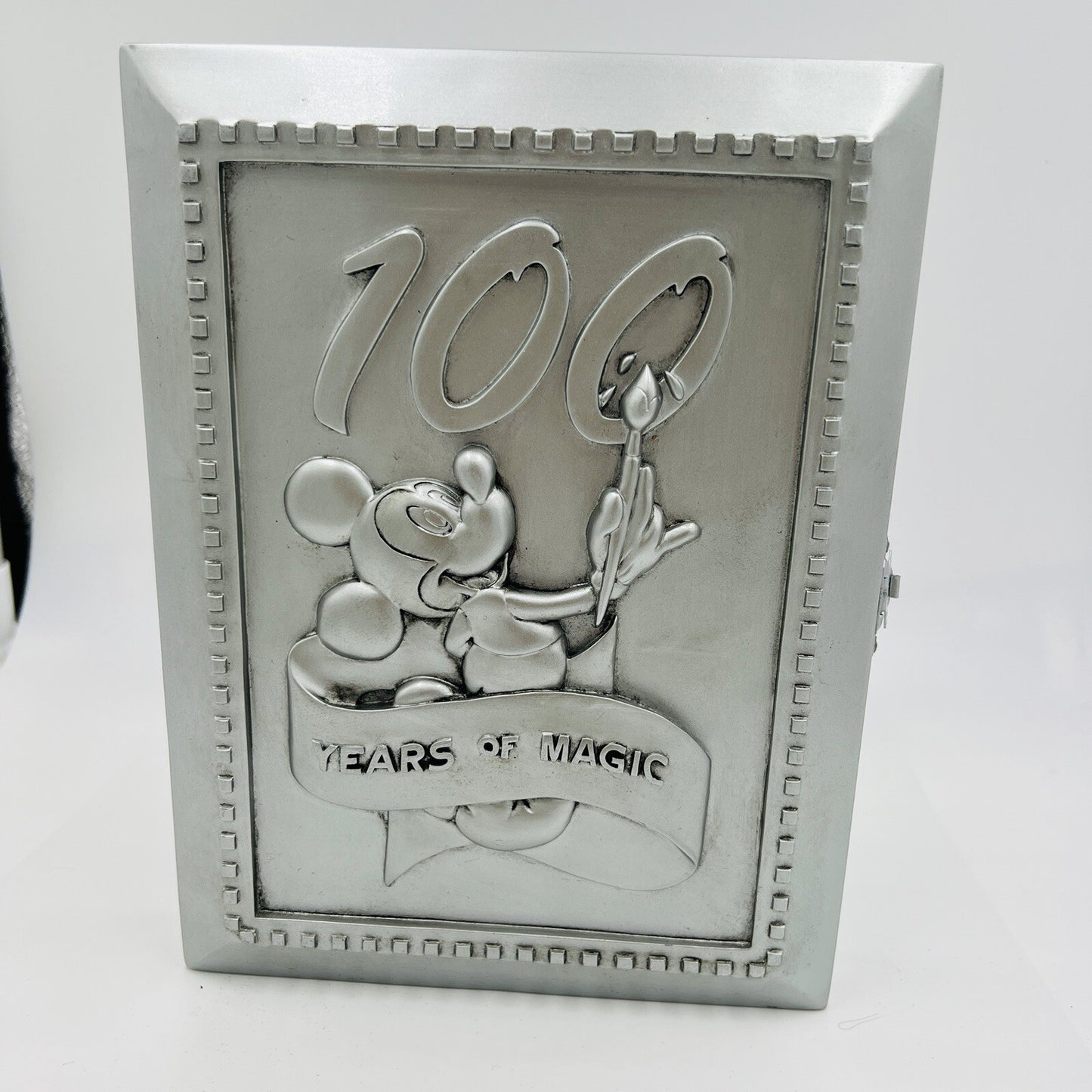 Disney Silver Pewter Picture Frame 100 Years of Magic Mickey Case with Pin 4x6