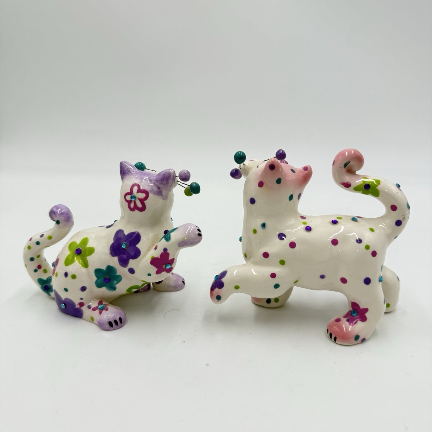 Lacombe willitts designs ceramic cats figurines vintage 2005 3.2” Painted