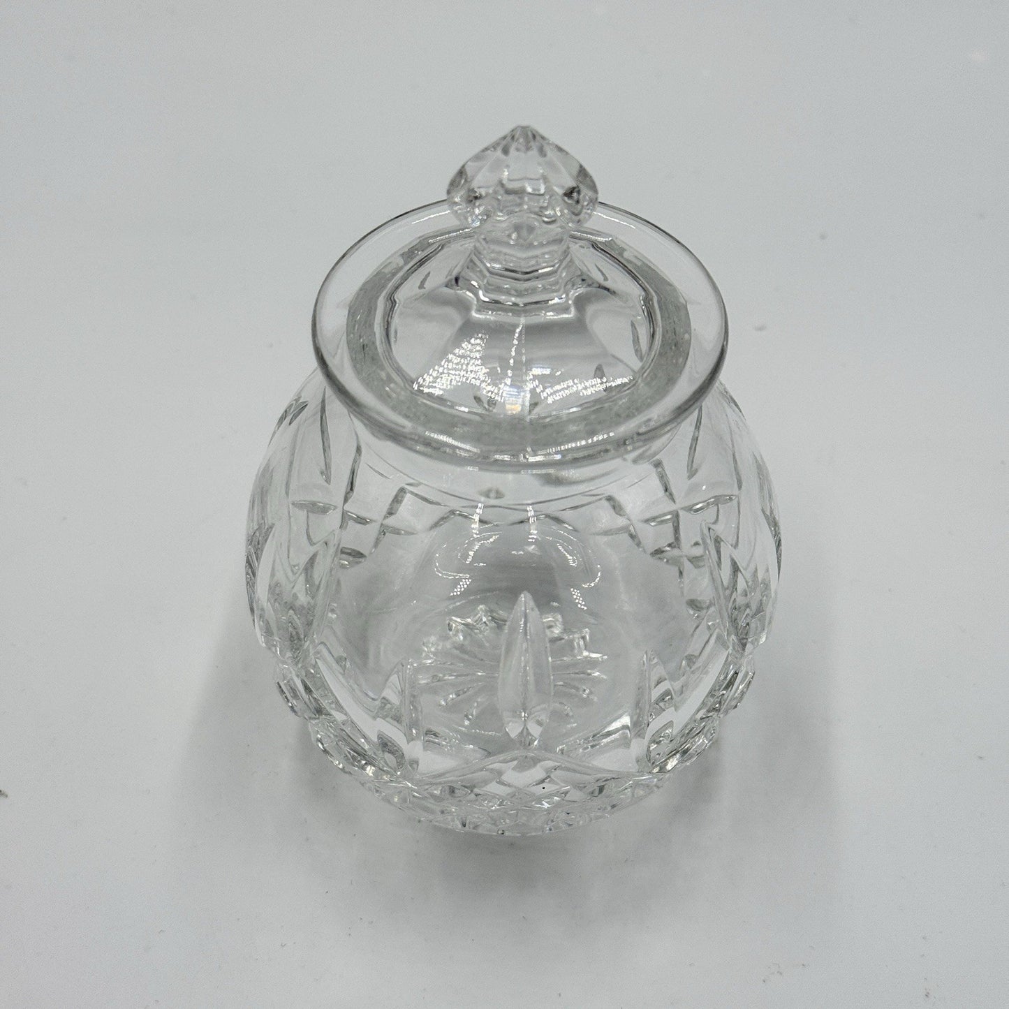 Vintage Waterford Crystal Lismore Honey Pot With Lid Clear 5in Ireland Gothic