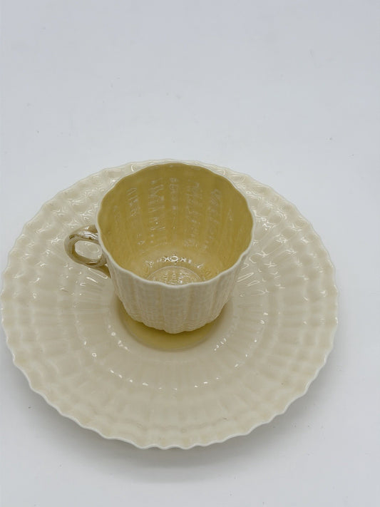 Belleek Ireland Tridacna Demitasse Cup Shell Pattern Porcelain Saucer & Cup Set