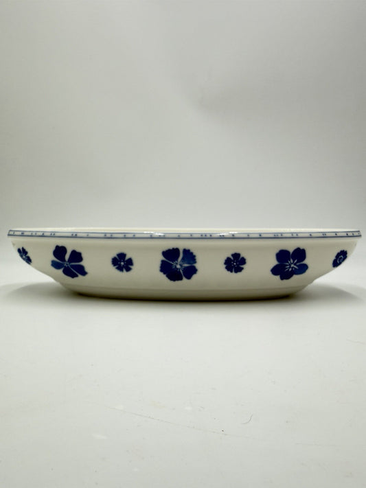 Villeroy & Boch Farmhouse Touch Blue Flowers 12.5 Inch Oval Baker RARE #1748