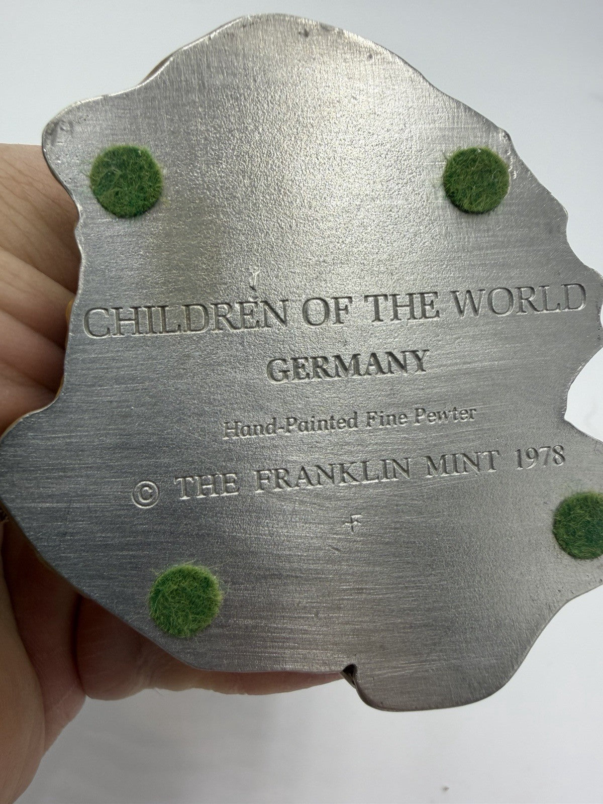 Franklin Mint 1977 Children Of The World Fine Pewter Painted Germany Boy Figurin